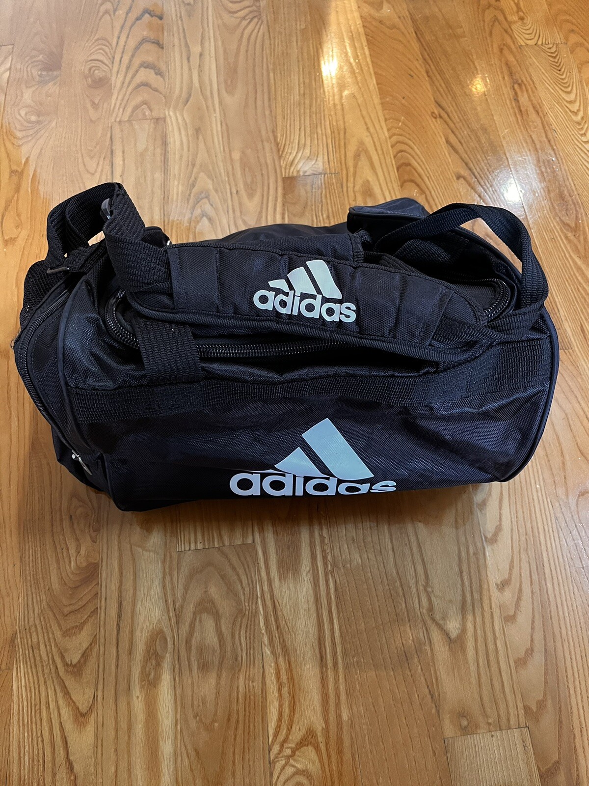 Adidas Diablo Duffel Bag BLACK WHITE LOGO ZIP TOP Fits Gym Locker LIFETIME