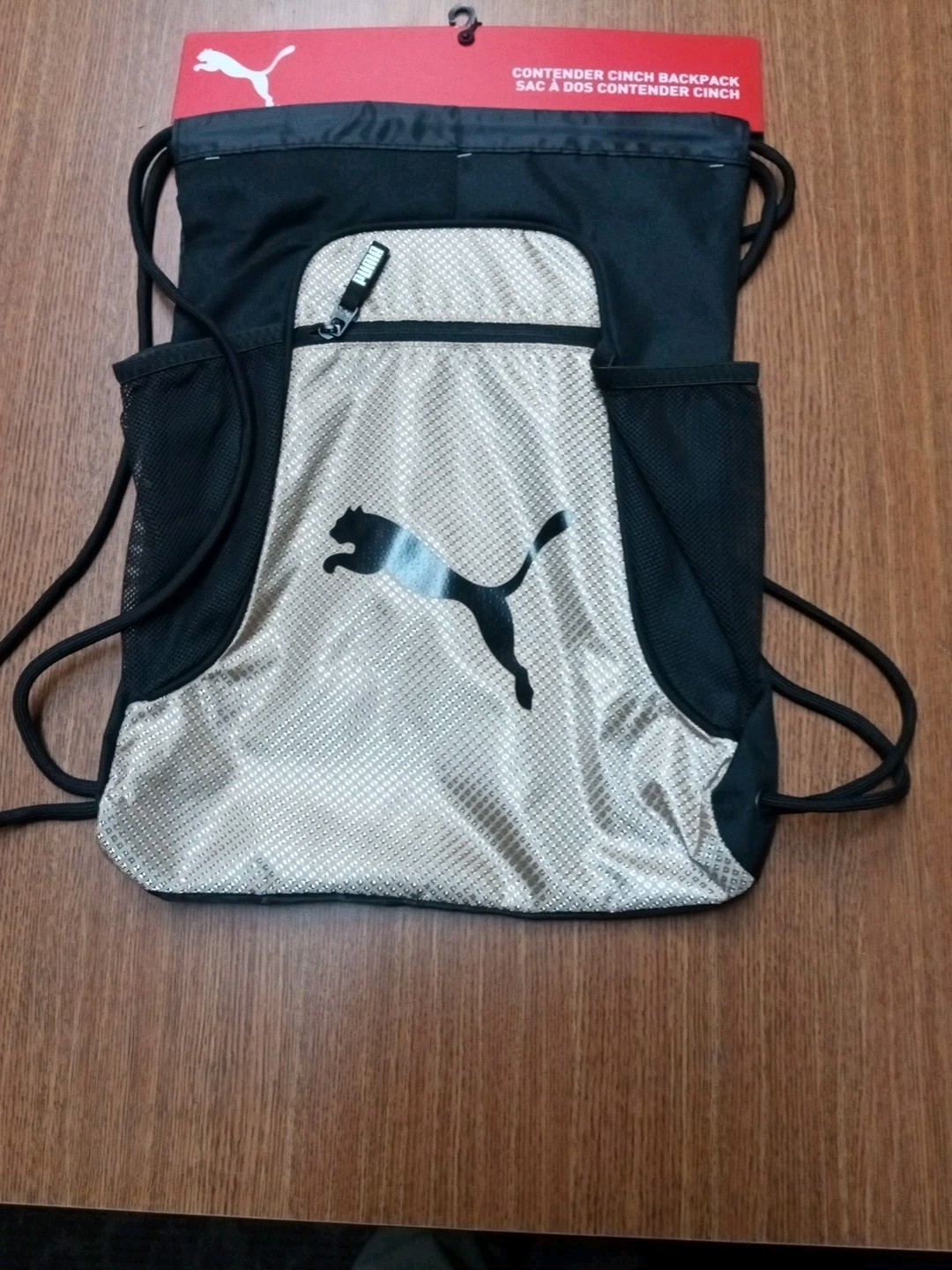 Puma Equinox Carrysack 18″x14″ Sackpack Drawstring Black w Gold