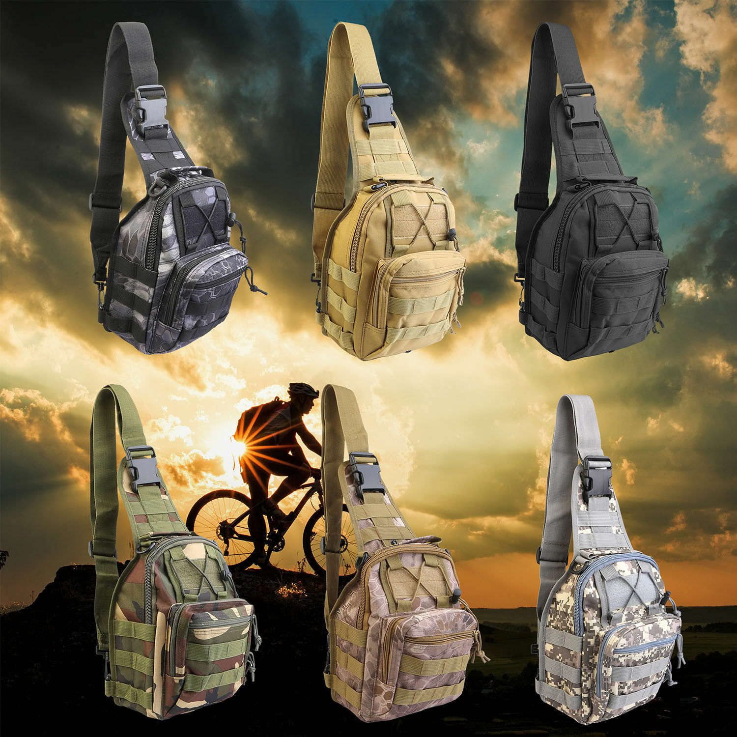 Tactical Single Shoulder Pack Crossbody Military Backpack Molle Sling Backpack