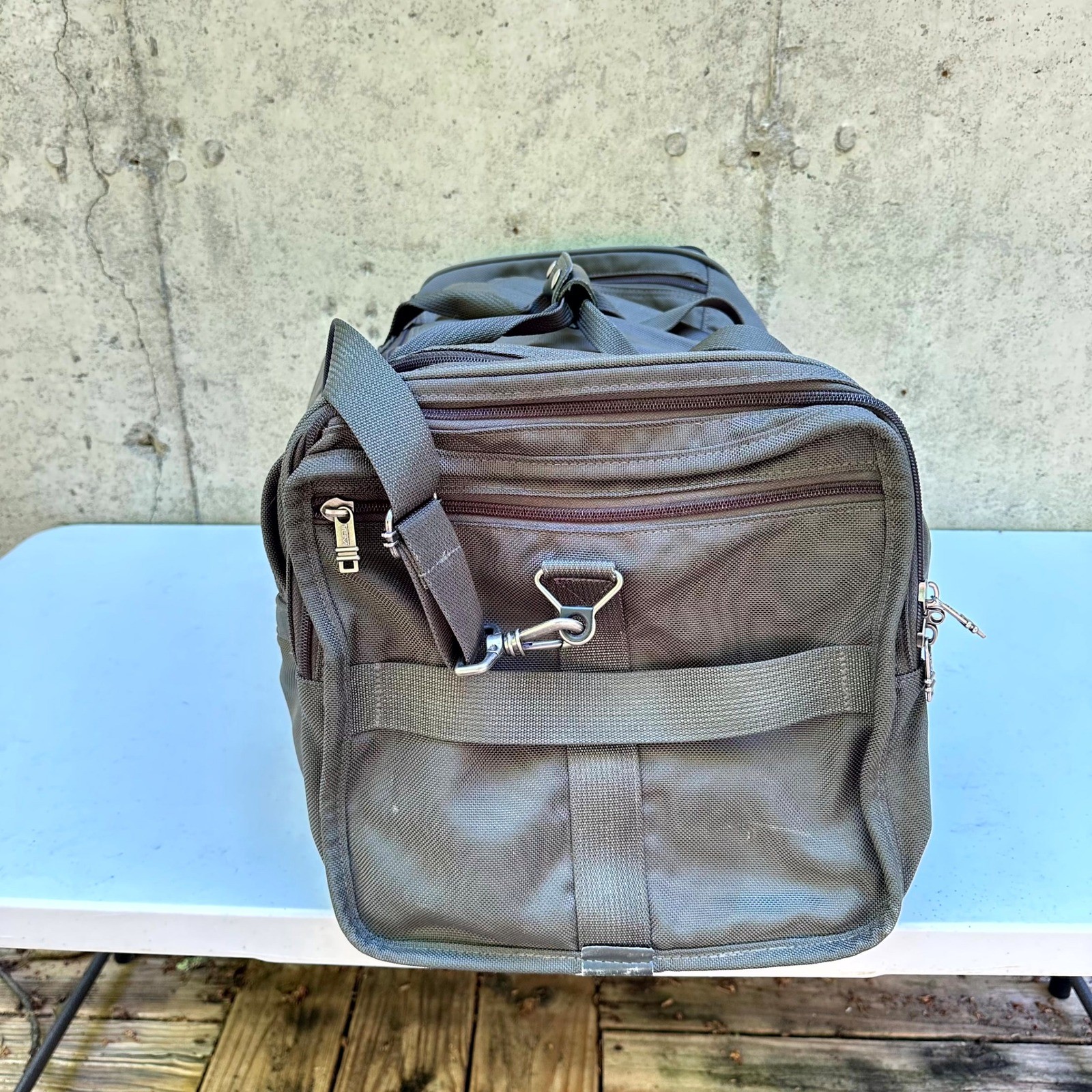 Tumi Large Duffel Bag Alpha Ballistic Nylon Green Travel Weekender Monogrammed