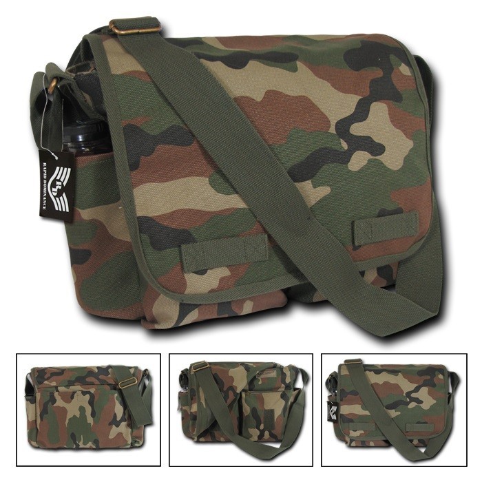 Camo Army Military Messenger Heavyweight Field Canvas Shoulder Laptop Bag Bags