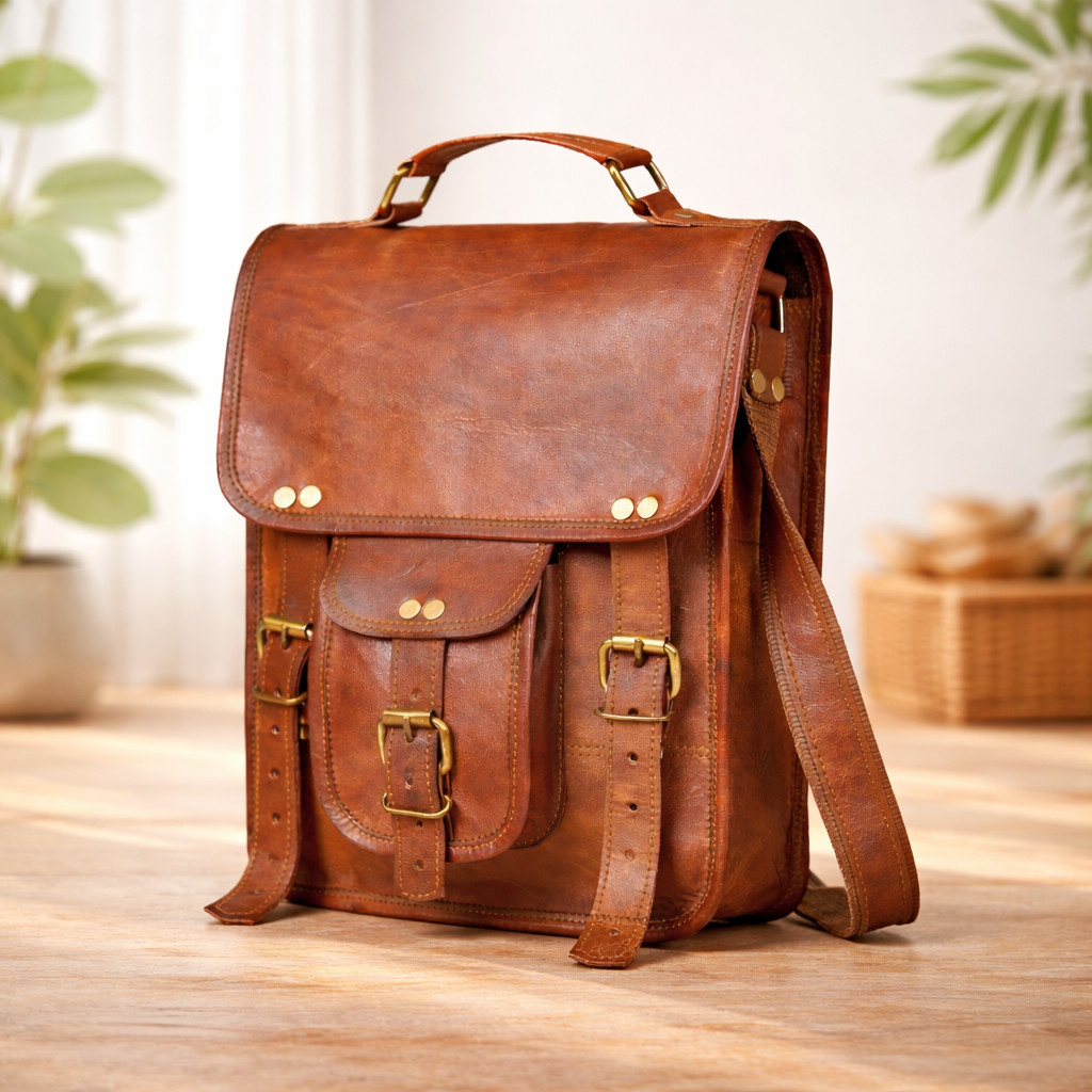 Genuine Leather Crossbody Bag 9×11 Brown Messenger Satchel iPad Tablet Men Women