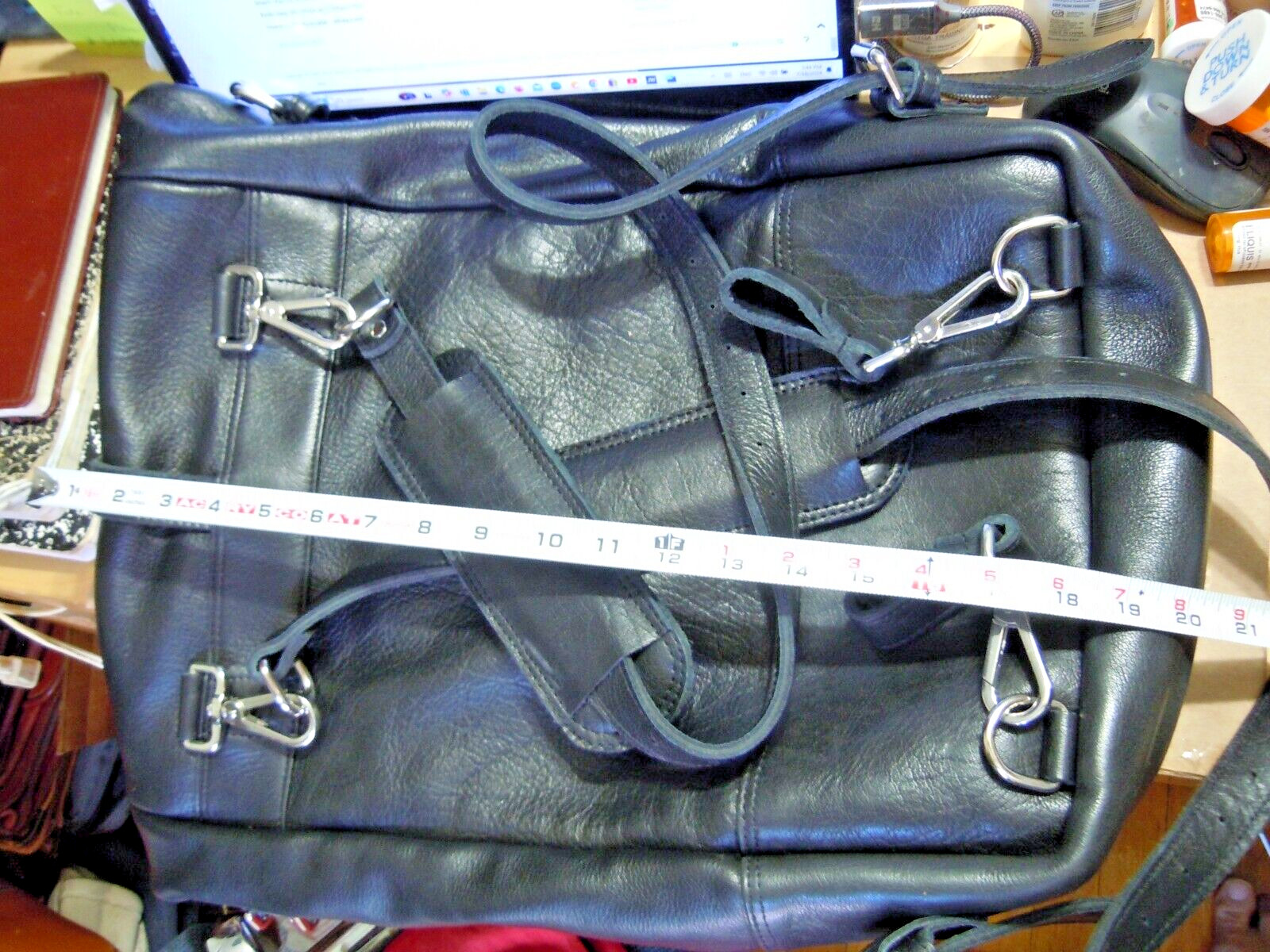 NEW Greene Leather Com. ROLL TOP HEAVY BUFFALO LEATHER BACKPACK MESSENGER USA