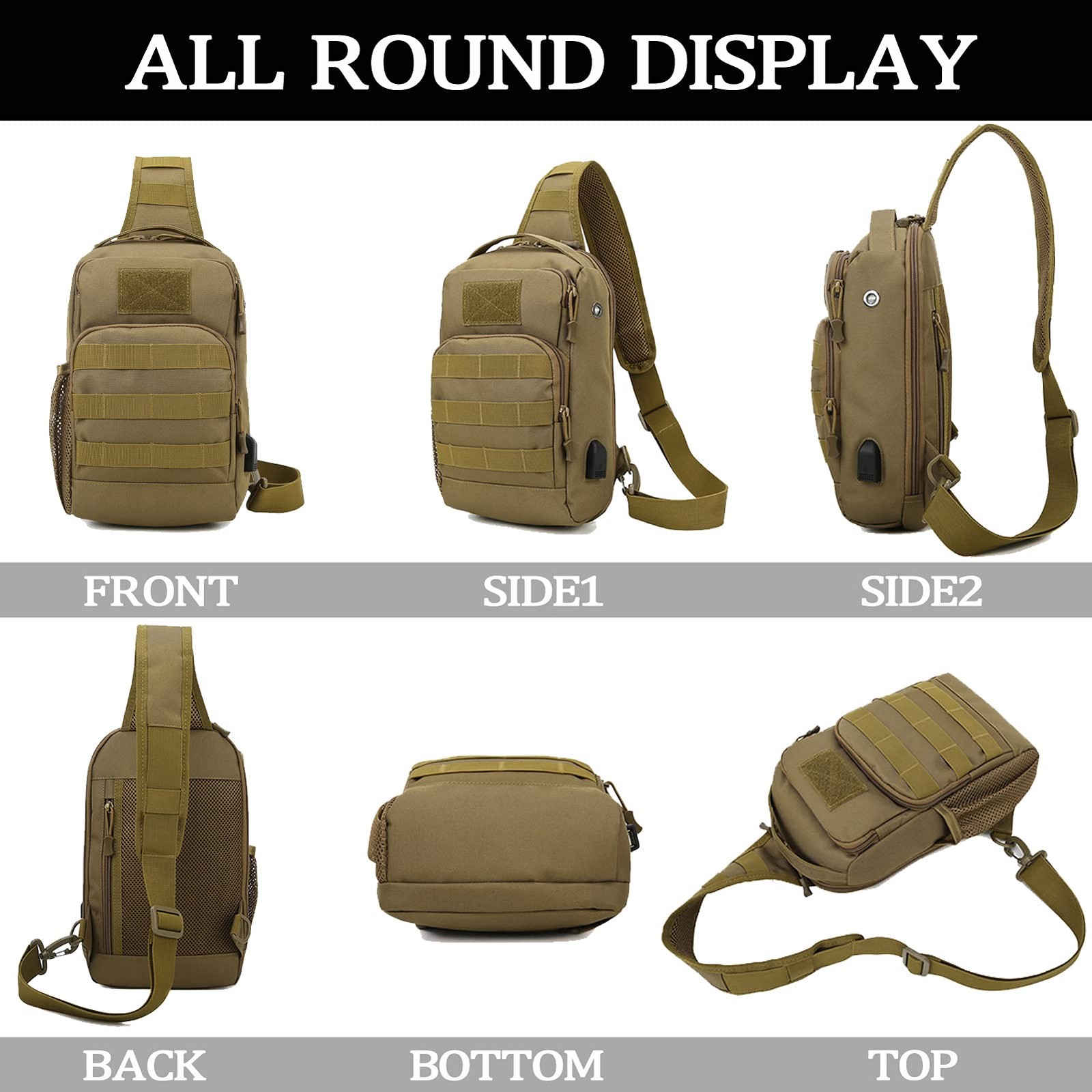 Tactical Shoulder Bag,Molle Shoulder Backpacks,Military Sling Daypack Backpac…