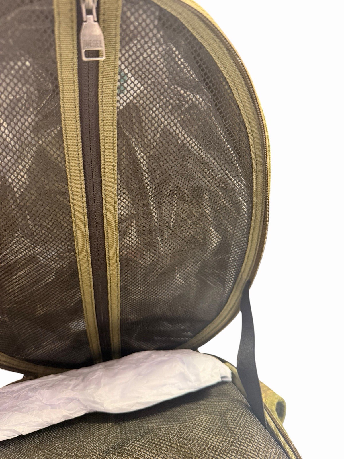 Diesel Green Checkered Backpack Zip & Buckle Closure Adjustable Strap Travel