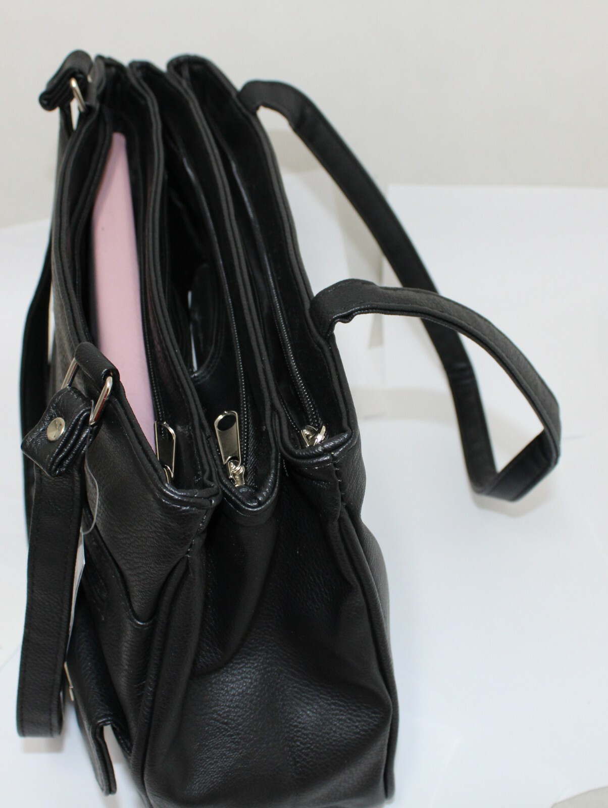 Multi Compartment Handbag. Colours: Black, Navy, Taupe or Bone. Style No: 4291