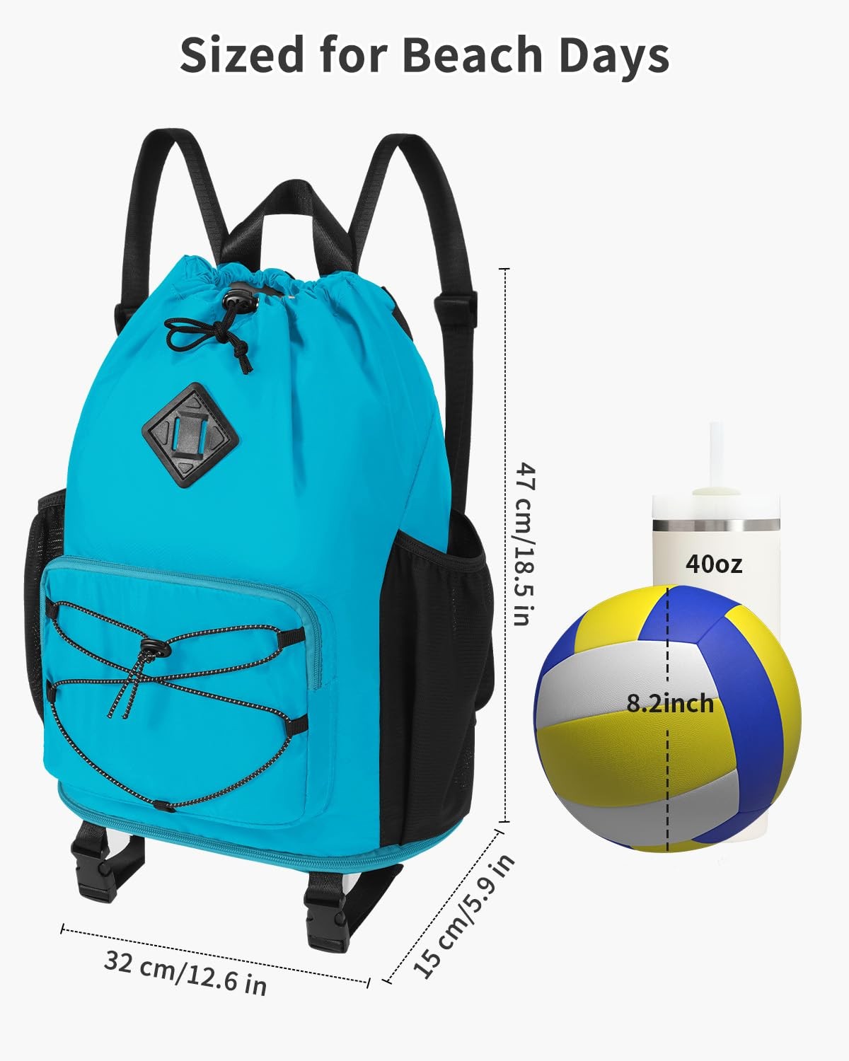 WANDF Drawstring Backpack with Removable Wet Pocket, Sandproof Beach Backpack…