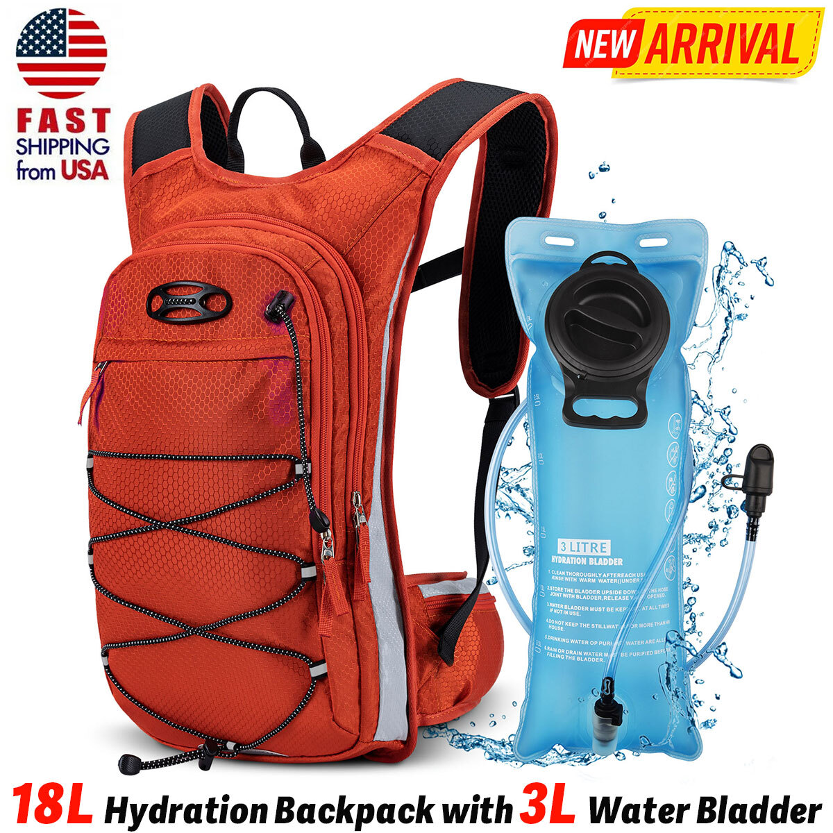 NOOLA Hydration Backpack 3L Water Bladder Bag Lightweight Pack Cyclings Campings