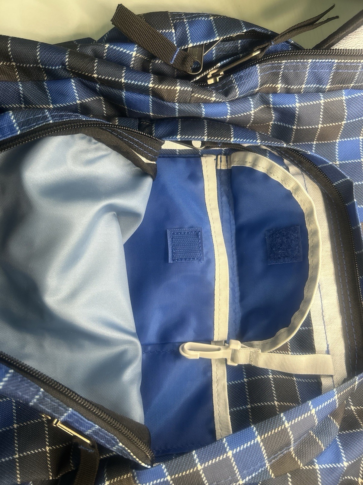 New JanSport Trans SuperMax Backpack Blue Black Plaid School Bookbag