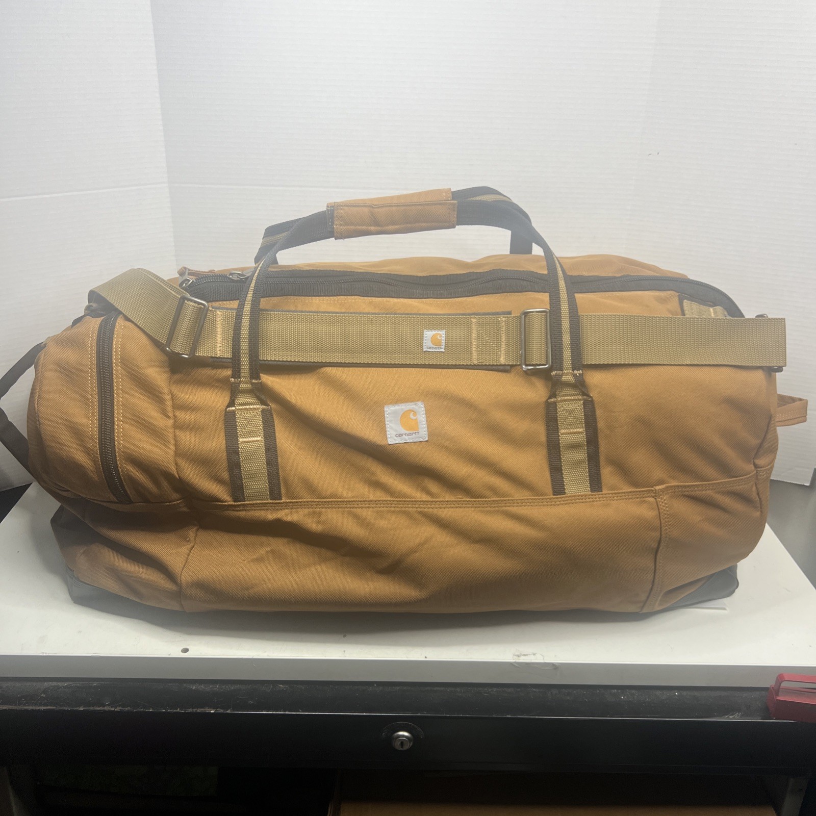 Carhartt Classic Duffel 55L Canvas Bag Brown/Black with Shoulder Strap