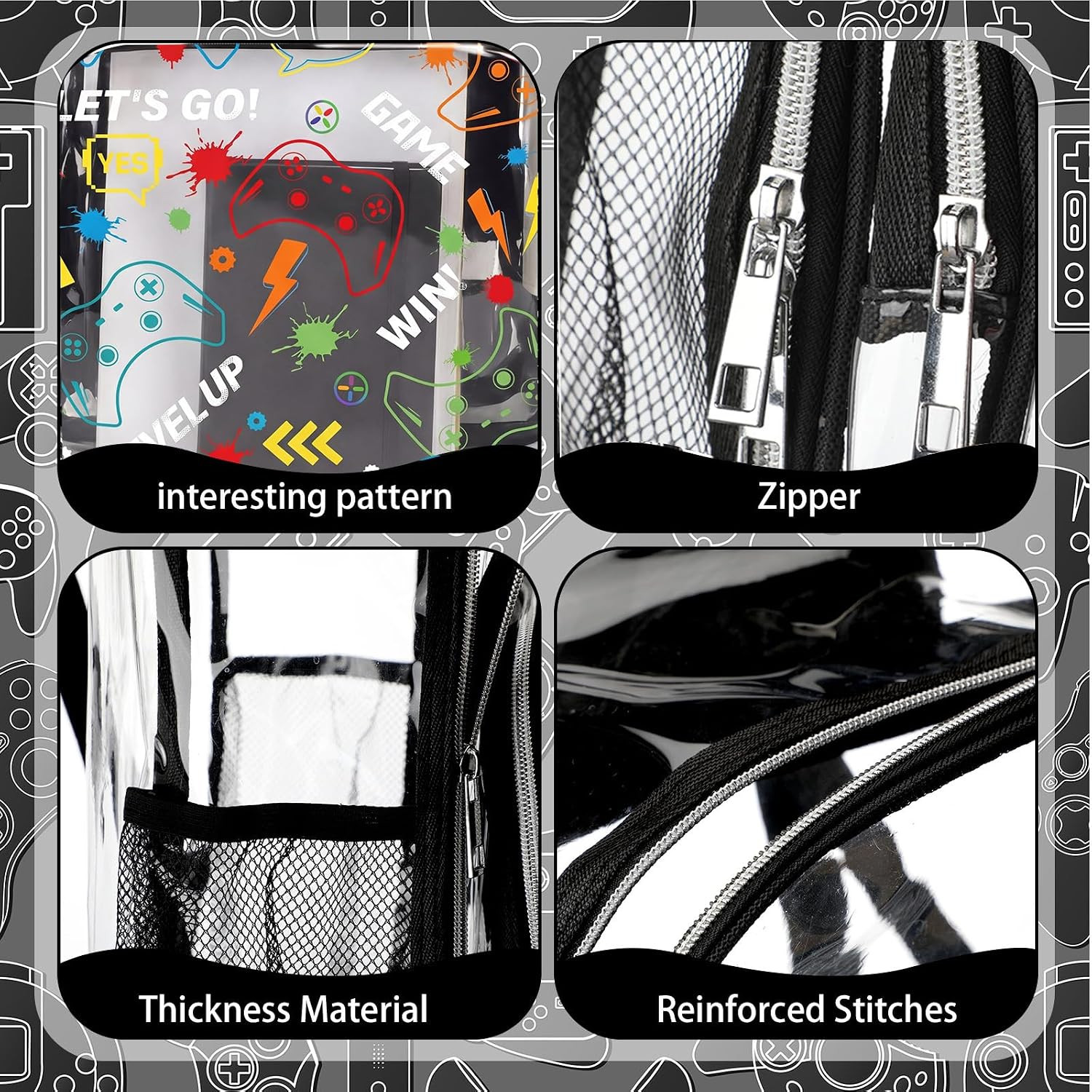 3 Pcs Clear Backpack for Heavy Duty Clear Stadium Bag Transparent Backpack with