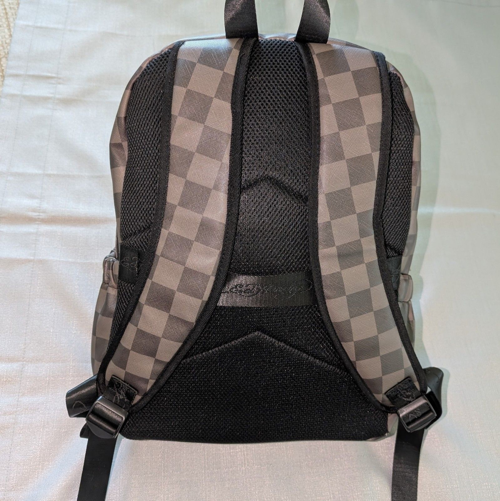 Ed Hardy Checkered Eagle Tattoo Print Faux Leather Backpack NEW!