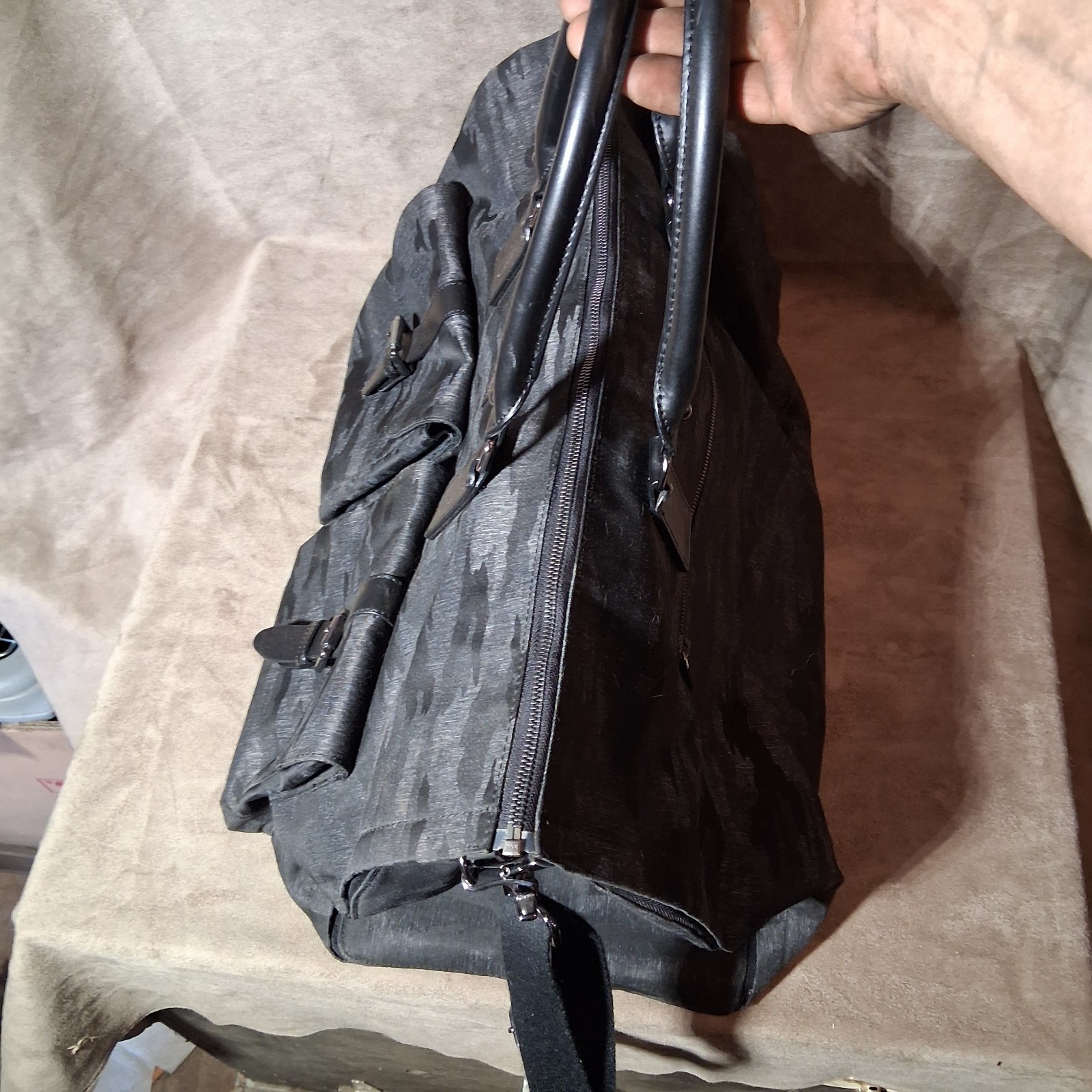 Mint Hook & Albert Canvas Leather 2-in-1 Garment Bag Weekender Duffle 22x13x10