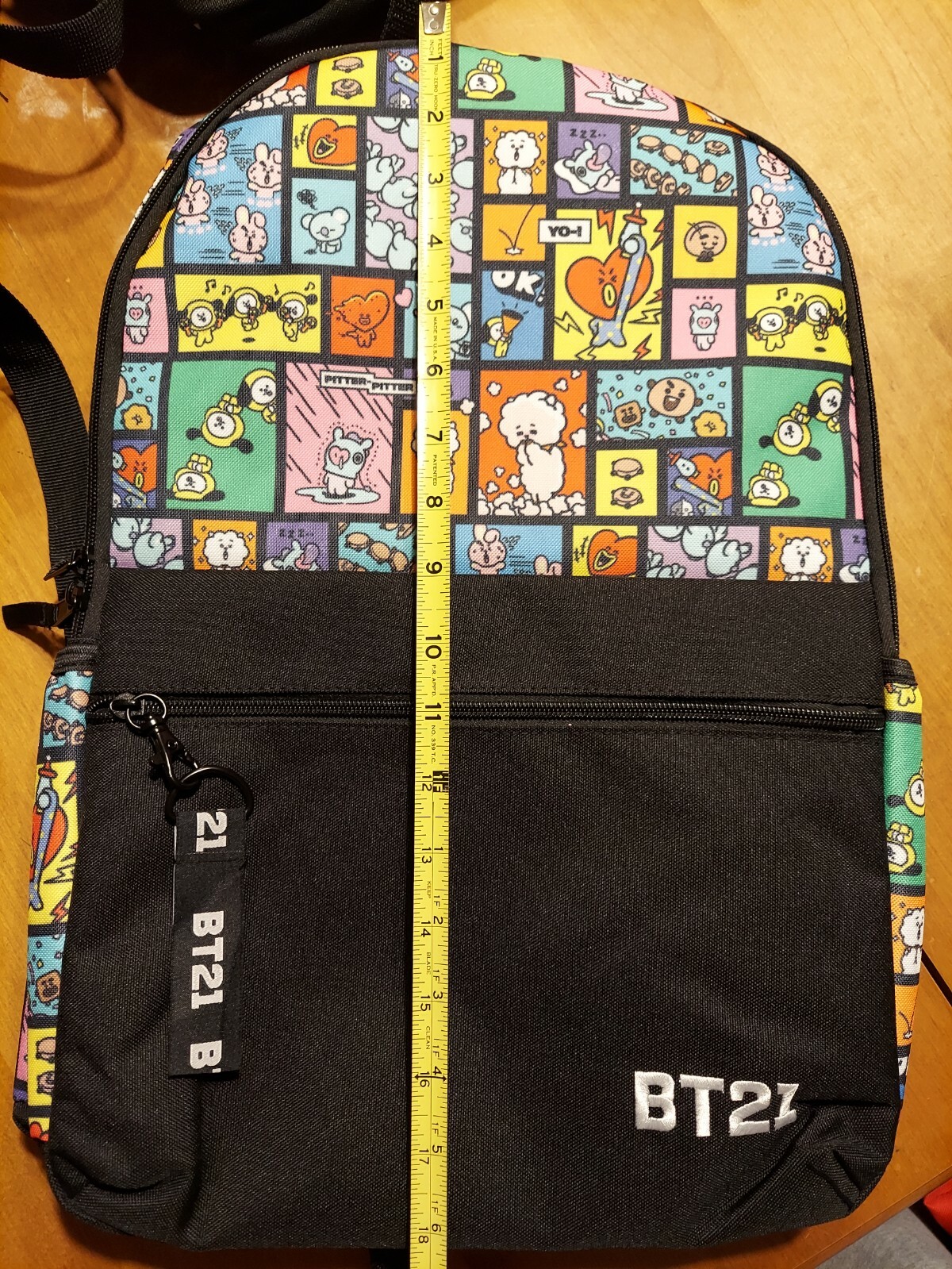 BT21 Grid Multicolor Basic Backpack Bookbag NWT Line Friends