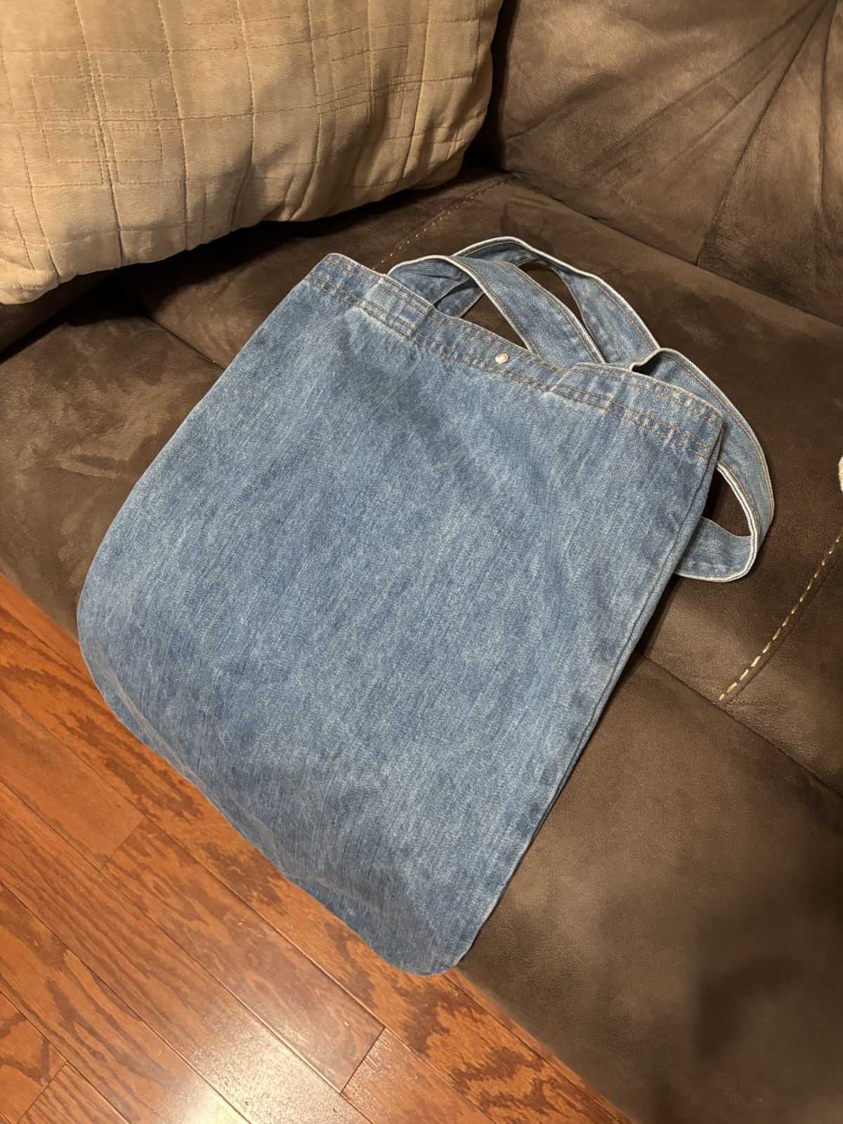 Vintage Made USA Denim Tote Bag UAW Raised Lettering United Auto Workers Union
