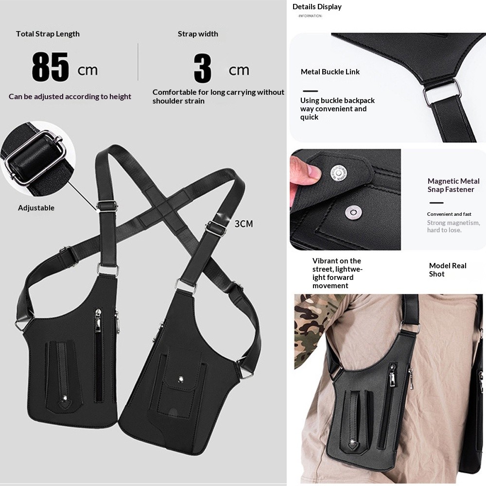 Shoulder Bag, Premium Leather Adjustable Underarm Shoulder Bag for Men