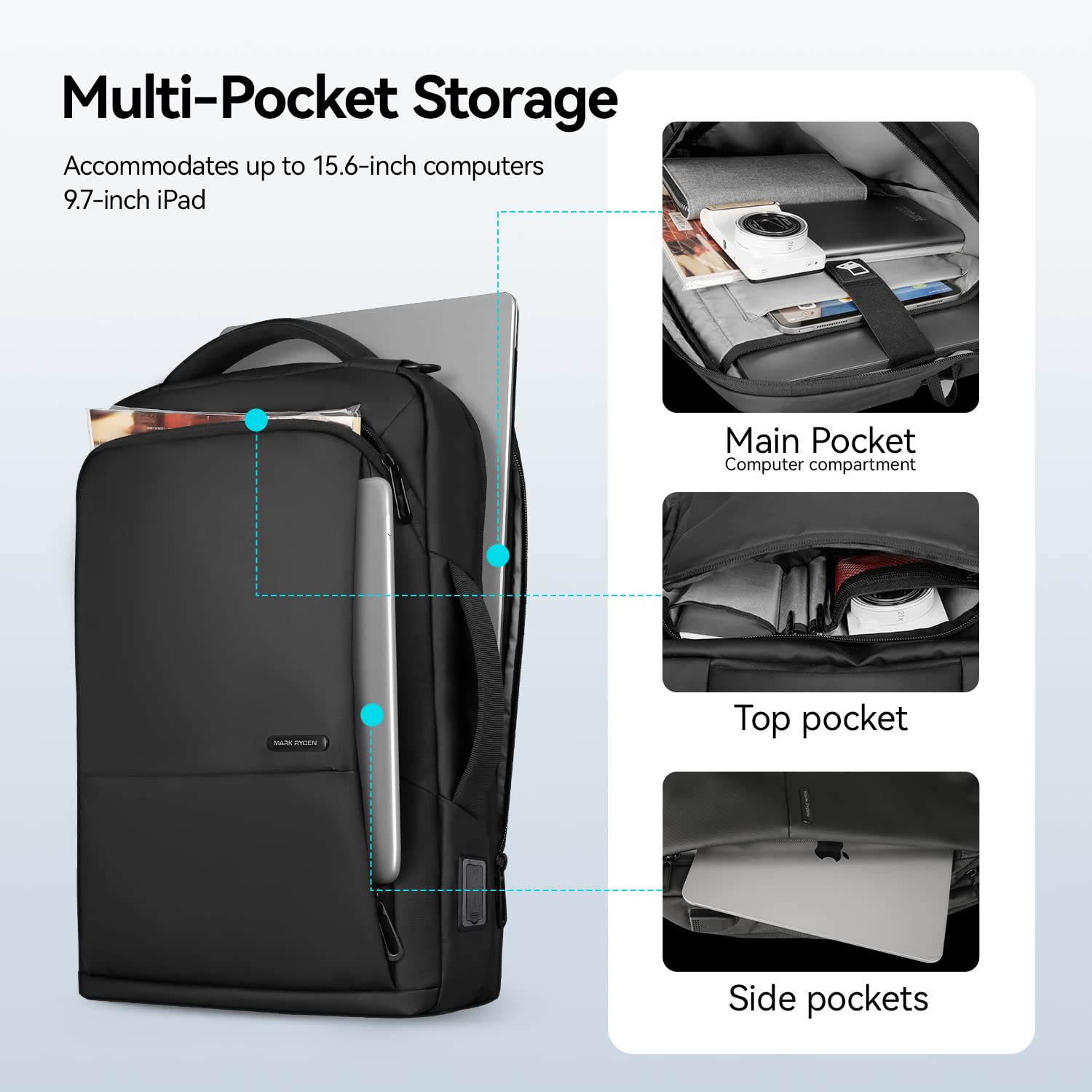 Muzee 3in1 Slim Business Backpack Laptop Backpack For Men with Executive Brie…