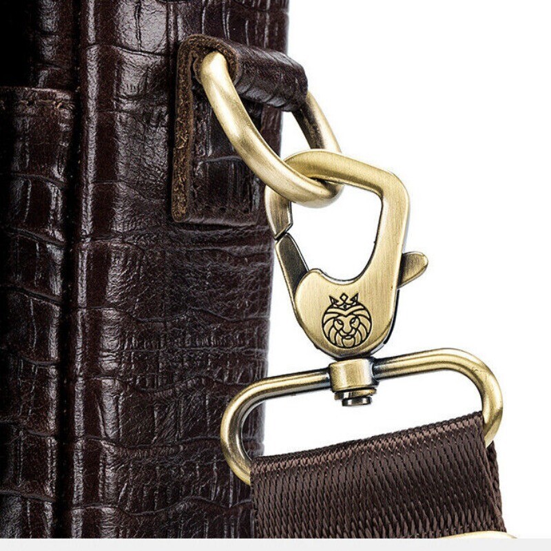 Top Cowhide Leather Men’s Crocodile Pattern Crossbody Shoulder Bag Messenger Bag