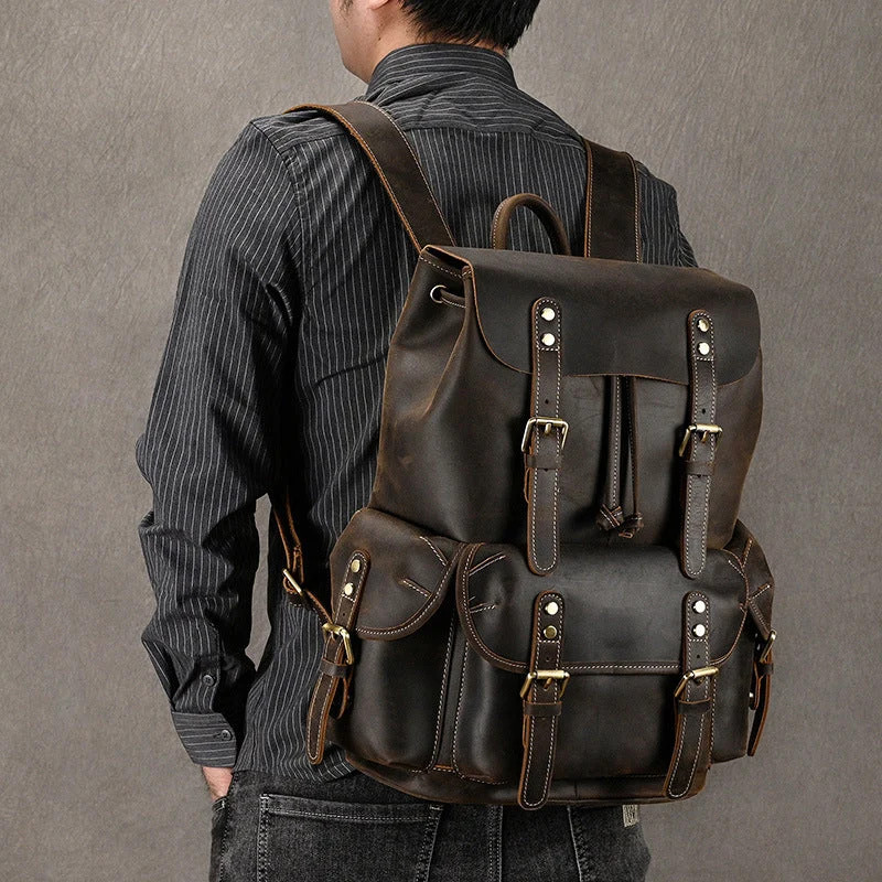Crazy Horse Leather Backpack – Outdoor Travel Bag