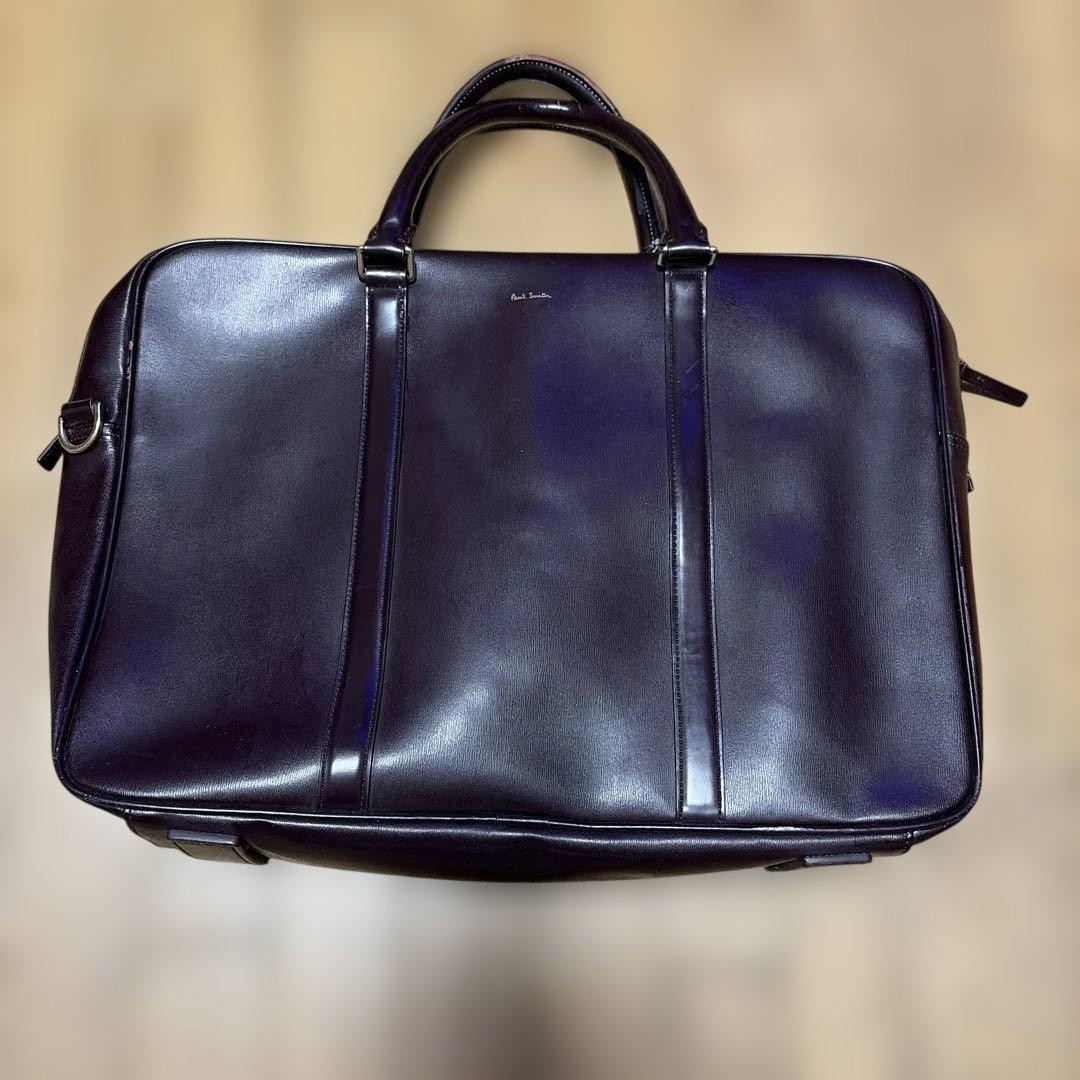 Paul Smith Leather Briefcase Business Bag Dark Brown Minimalist Laptop Case