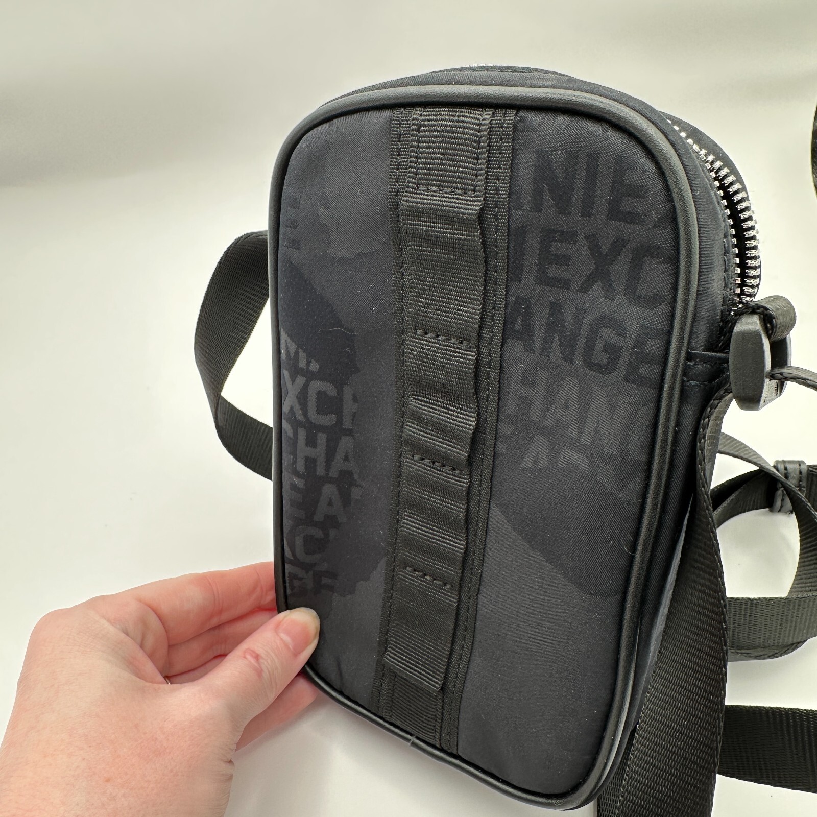 Armani Exchange Crossbody Bag Belt Mens Black 001 Patch Luxury Vacation NYC