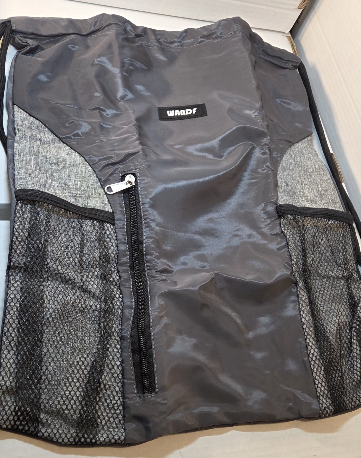 Wandf Drawstring Backpack Front Zipper Gym Shopping Sport Yoga Travel-NEW!