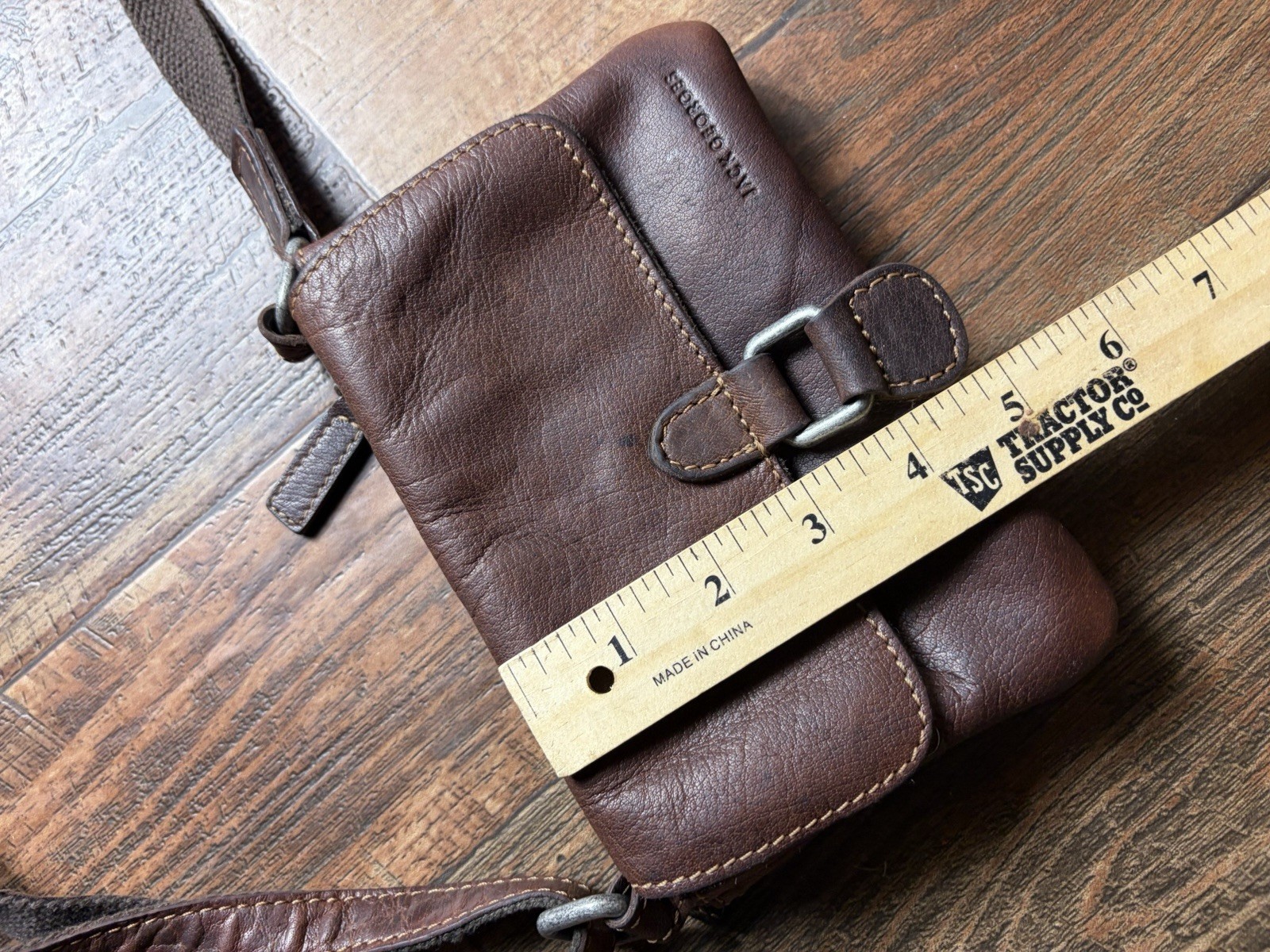 Jack George’s Brown Genuine Dark Brown Leather Crossbody Messenger Bag