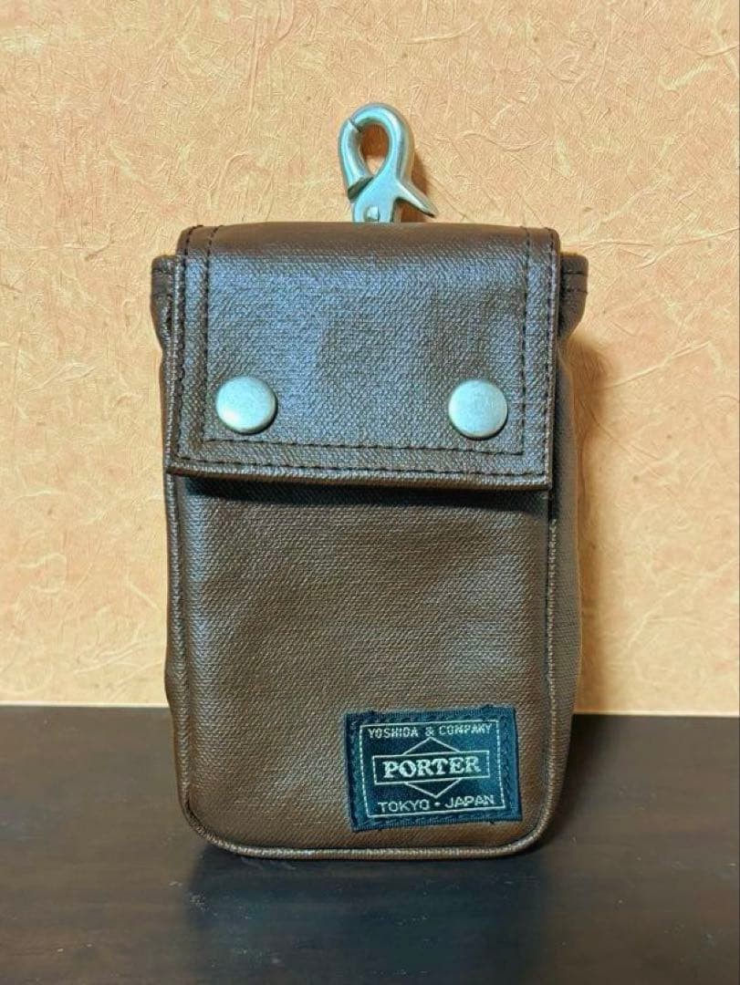 Porter Yoshida Brown Freestyle Pouch Snap Button Belt Loop Accessory