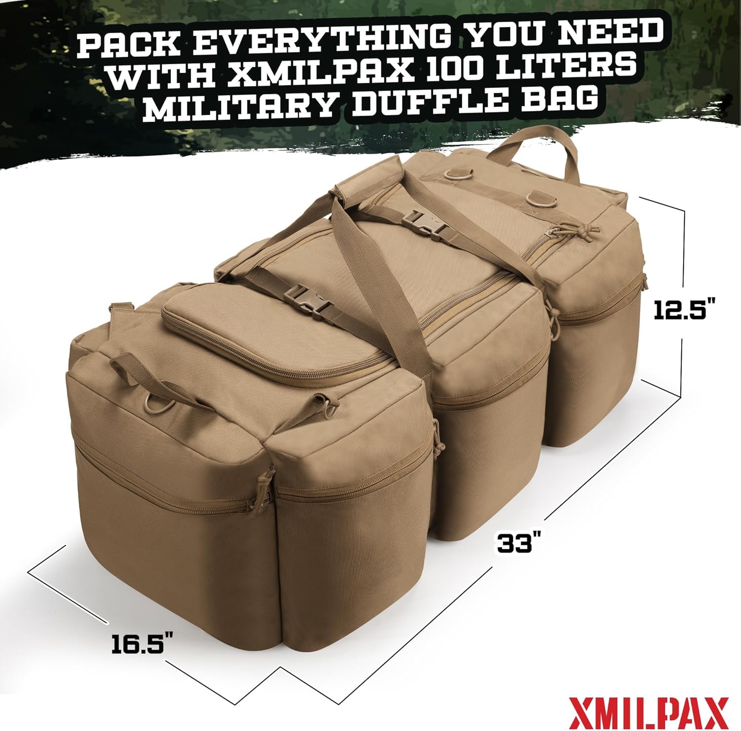 100L Large Military Duffle Bag Deployment Duffel Bag Sports Equipment Travel Lug