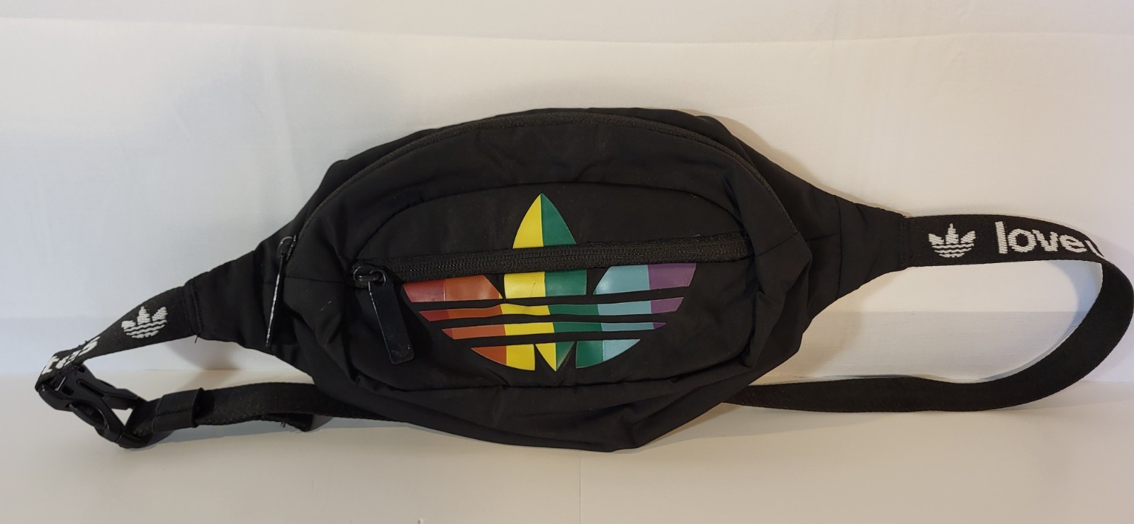 Adidas Black Gay Pride Be True LGBTQ Rainbow MultiColor Fanny Pack Hip Waist Bag