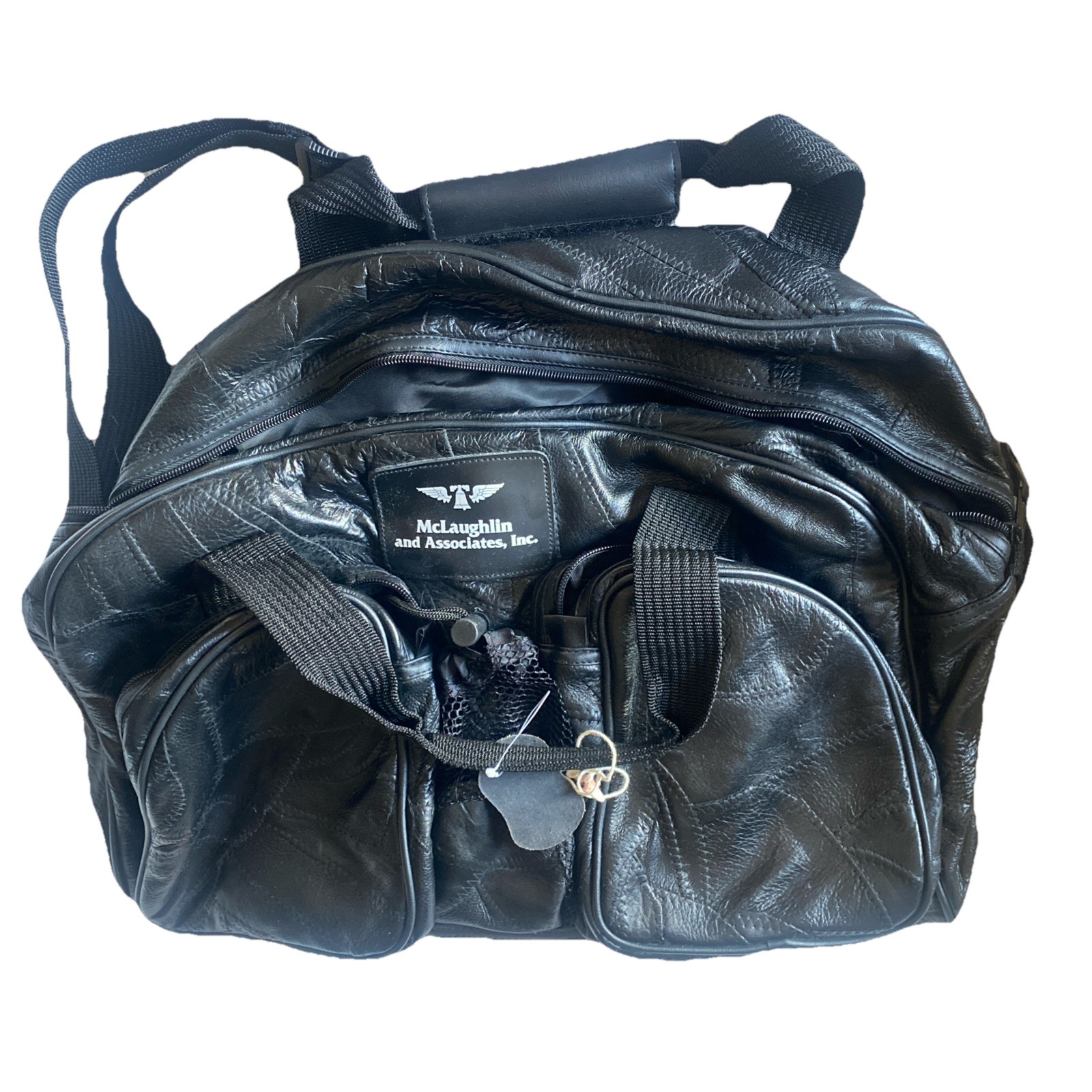 Genuine Leather 18x10x10” Travel bag fabric lined side handles & shoulder strap