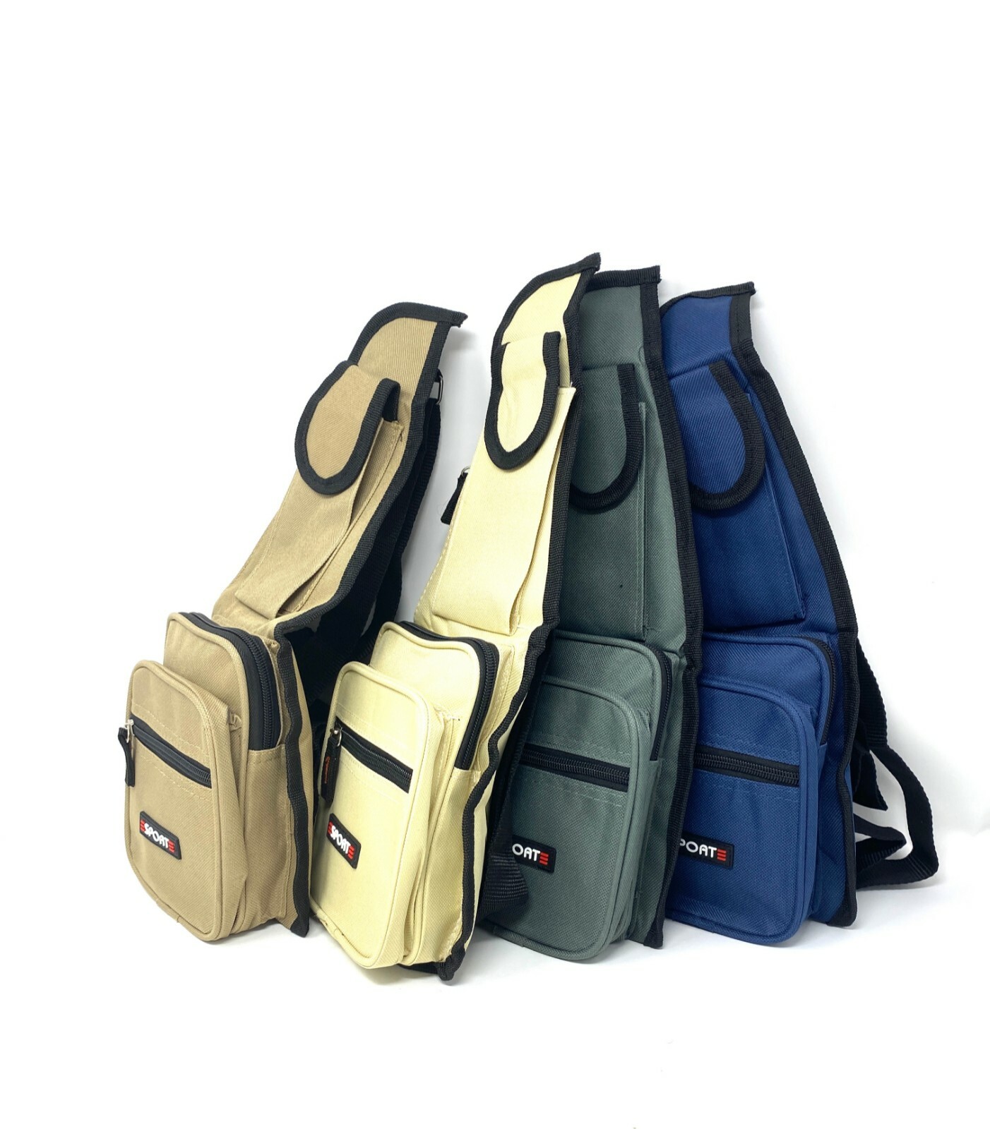 Messenger Navy Bag Polyester Sport 4 Zippers Cellphone Pouch Unisex 010004