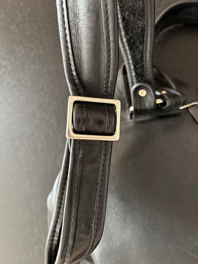 COACH Vintage Black Leather Backpack Double Pocket Men size 33cm 35cm 10cm
