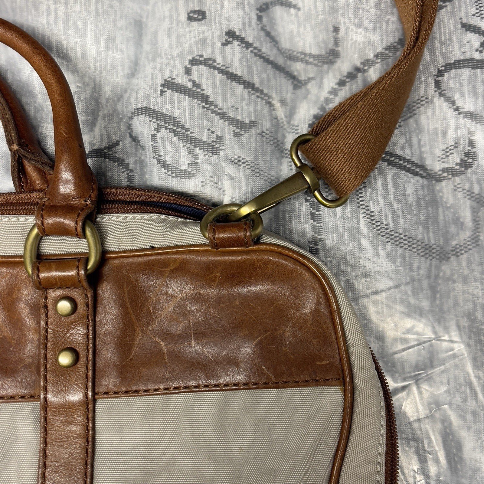 Fossil estate document Messenger Bag Shoulder Bag Leather Handles Twill Leather