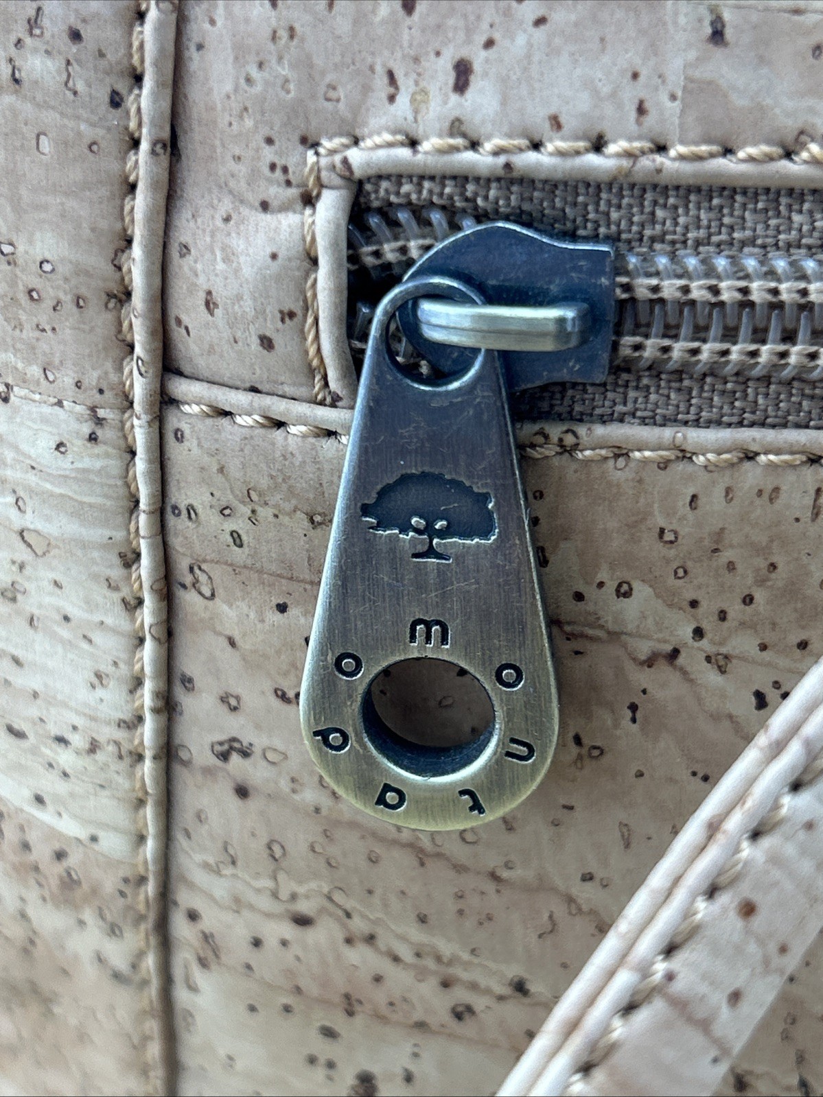 Montado Beige Cork Backpack Adjustable Straps Zip Pocket Inner Outer Pockets
