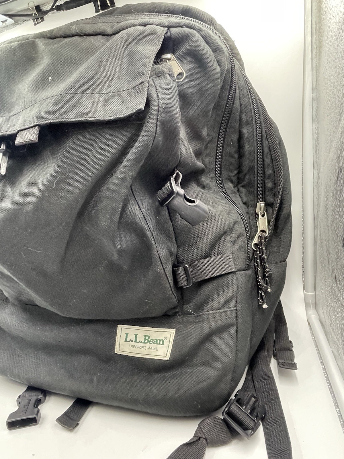 Vintage 90s LL Bean Campus Computer Backpack Black Canvas Heavy Duty School Bag