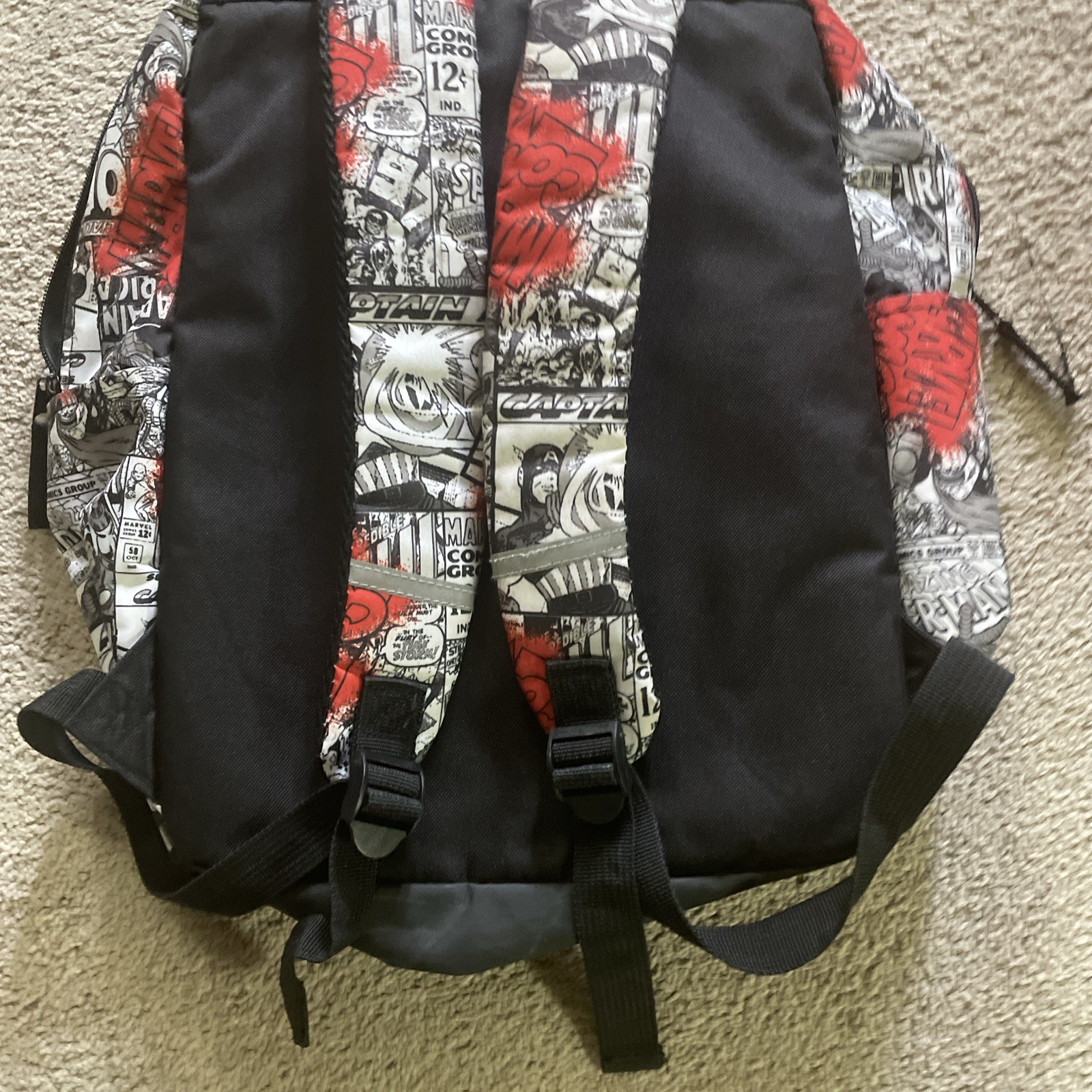 MARVEL COMIC BOOK BLACK & WHITE COVERS BACKPACK Spider-Man, Iron Man, Thor