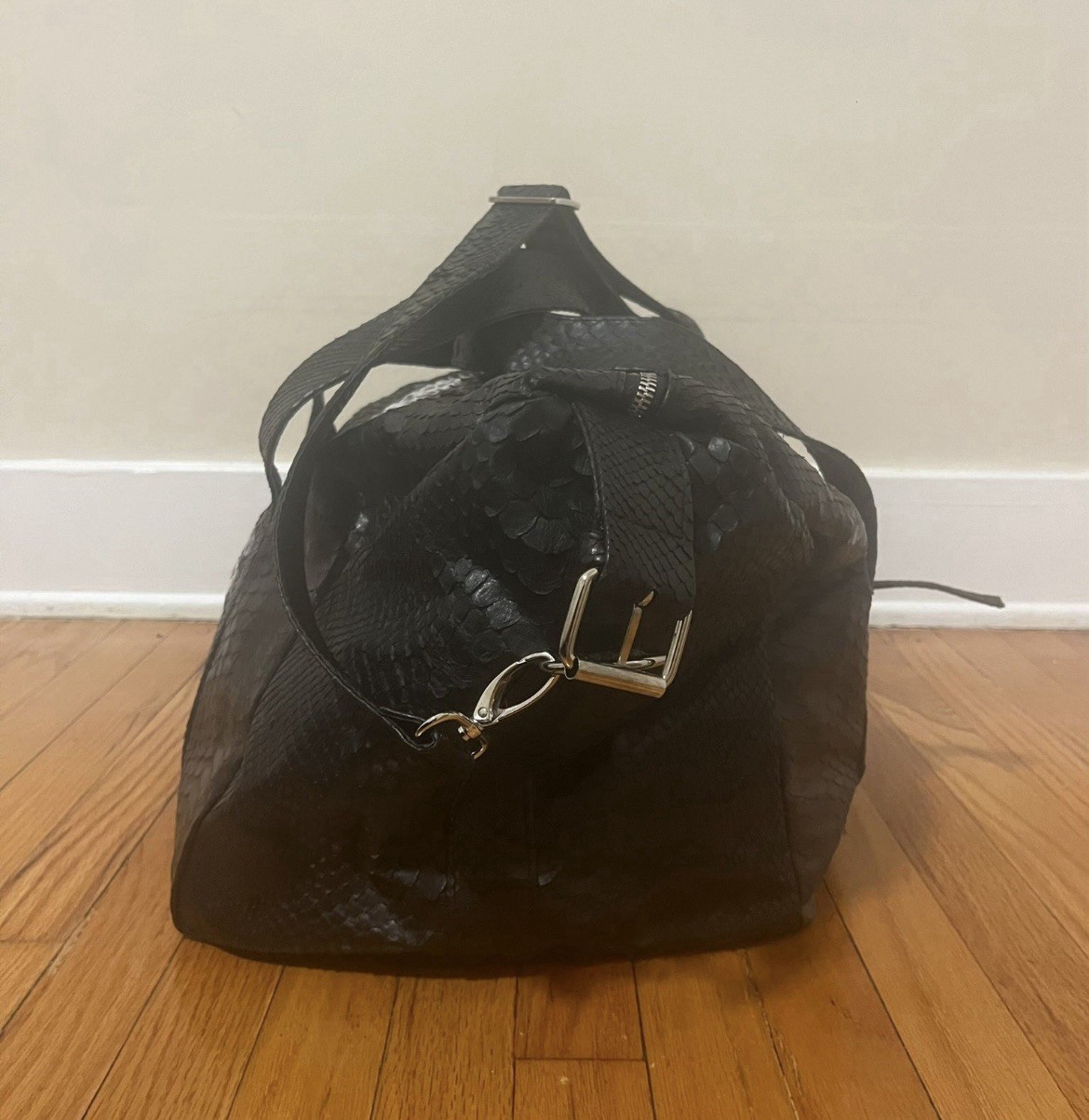 Cool and stylish Python Duffle Bag. 100% real python leather. Unisex.