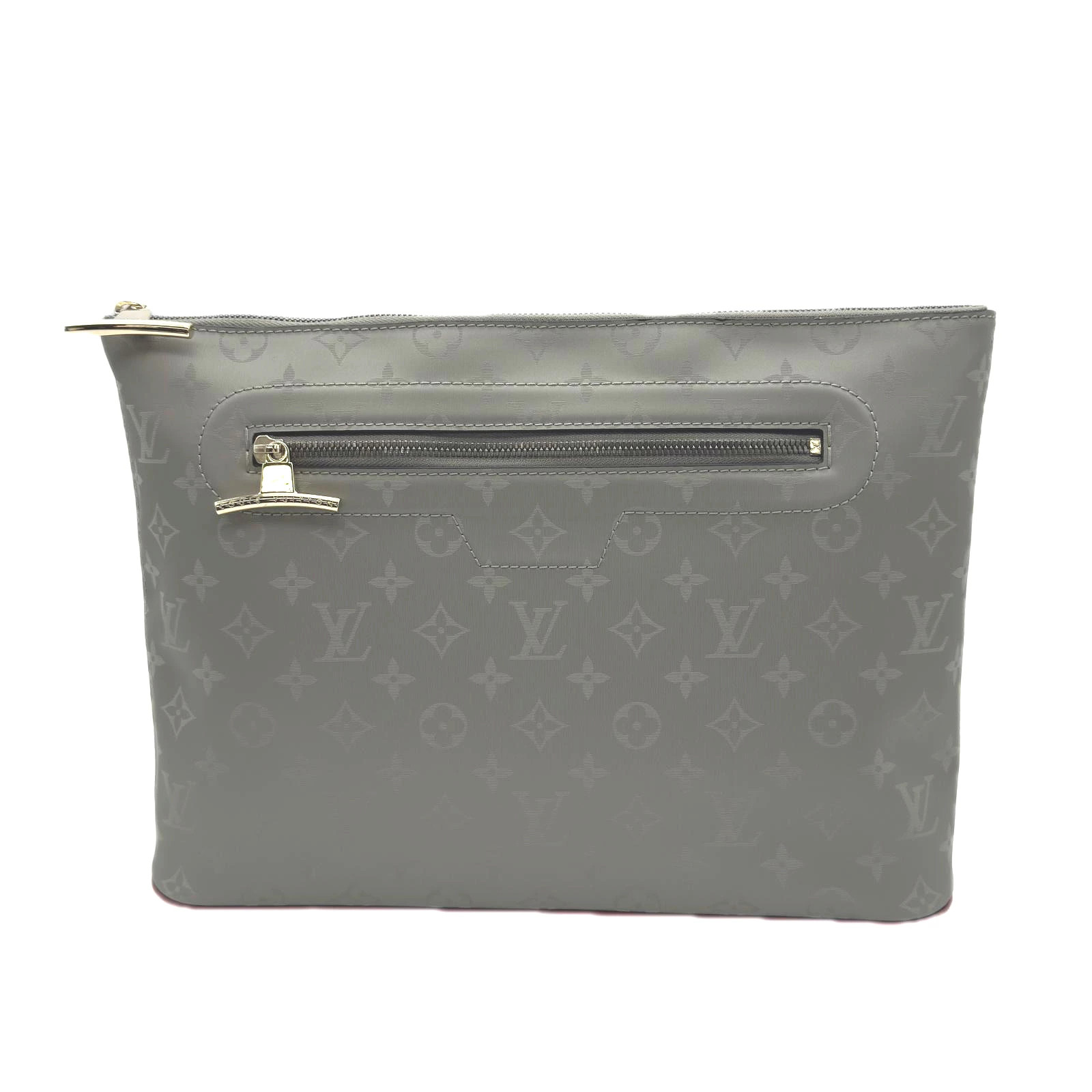 Louis Vuitton Monogram Titanium Pochette Cosmos M63240 Clutch Bag Gray Beige