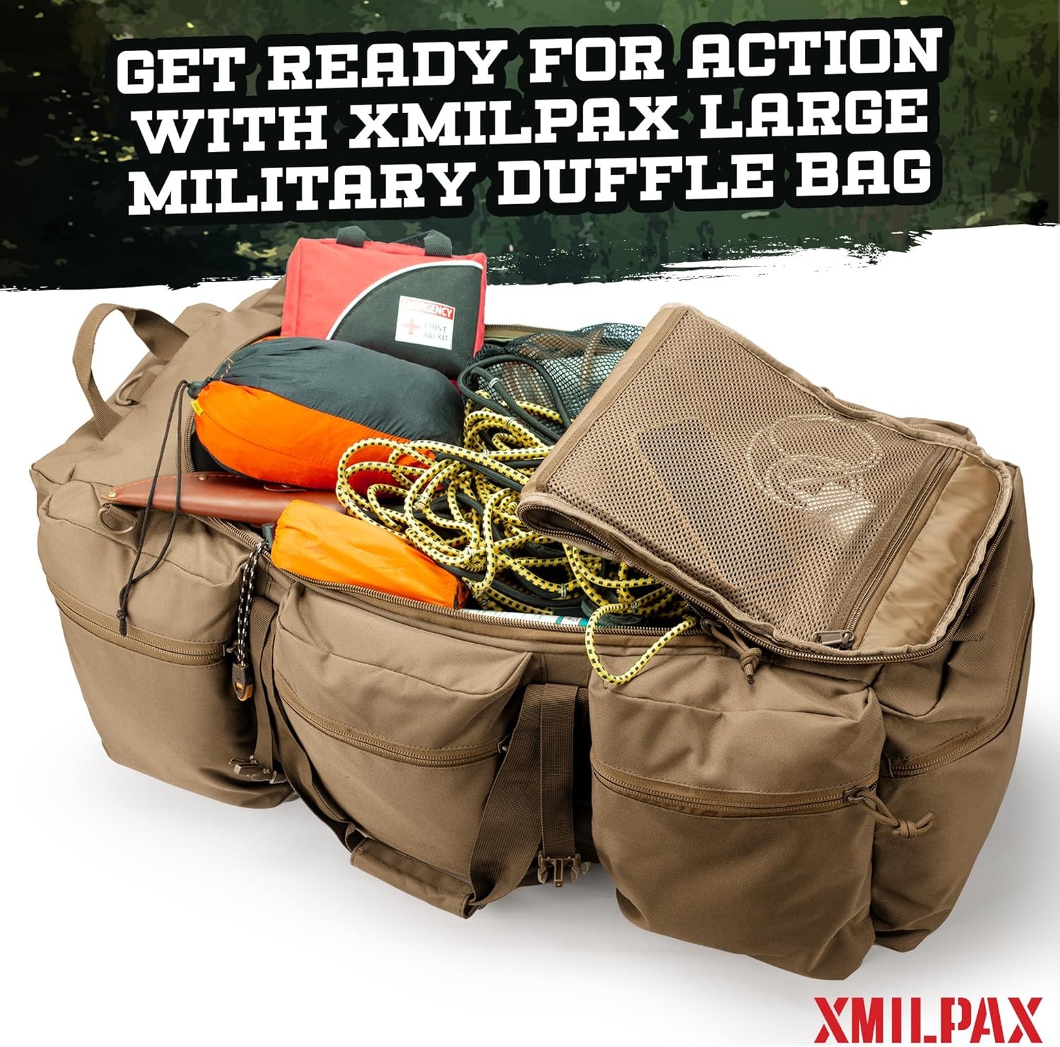 100L Large Military Duffle Bag Deployment Duffel Bag Sports Equipment Travel Lug