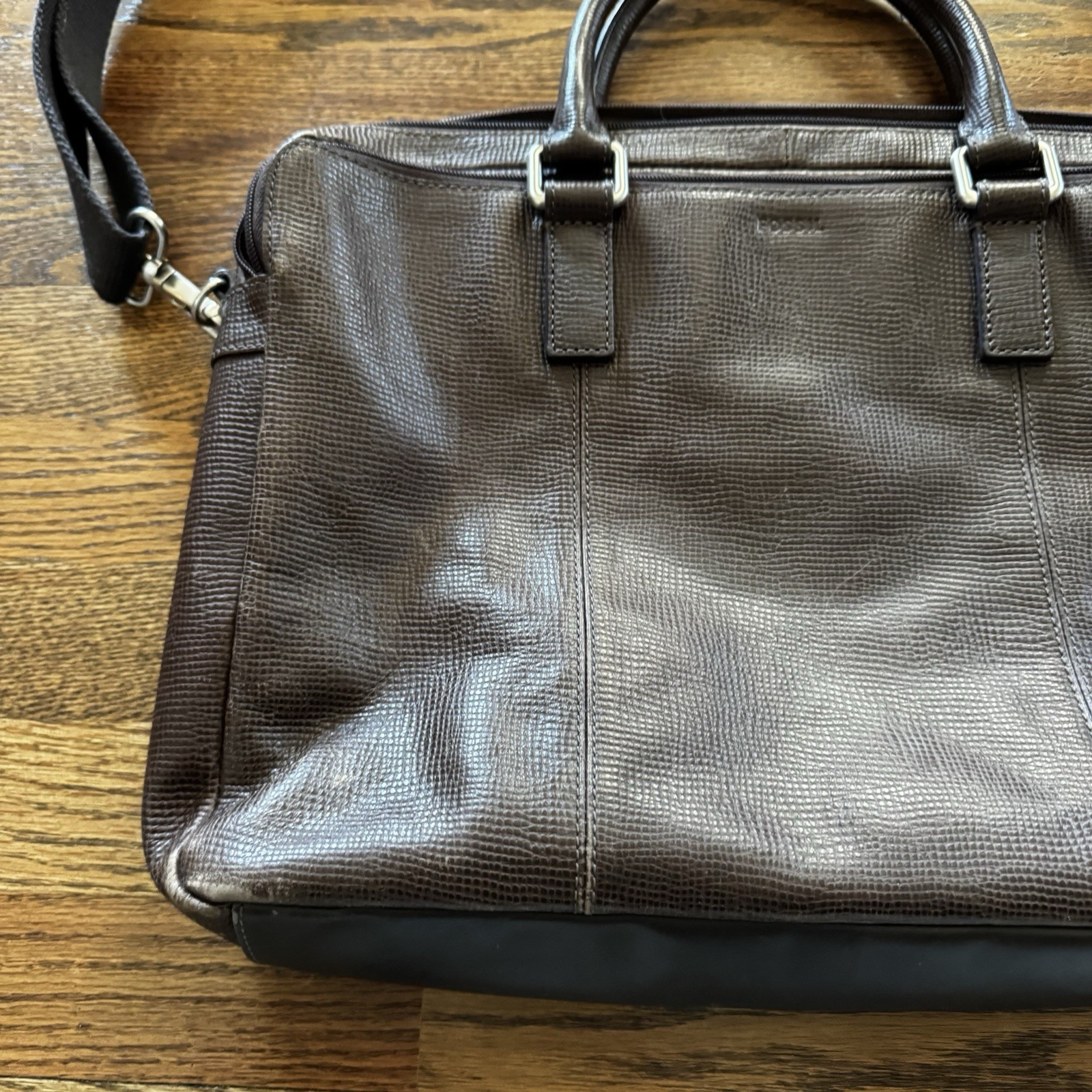 Fossil estate document Leather Trim Bag Tan Brown