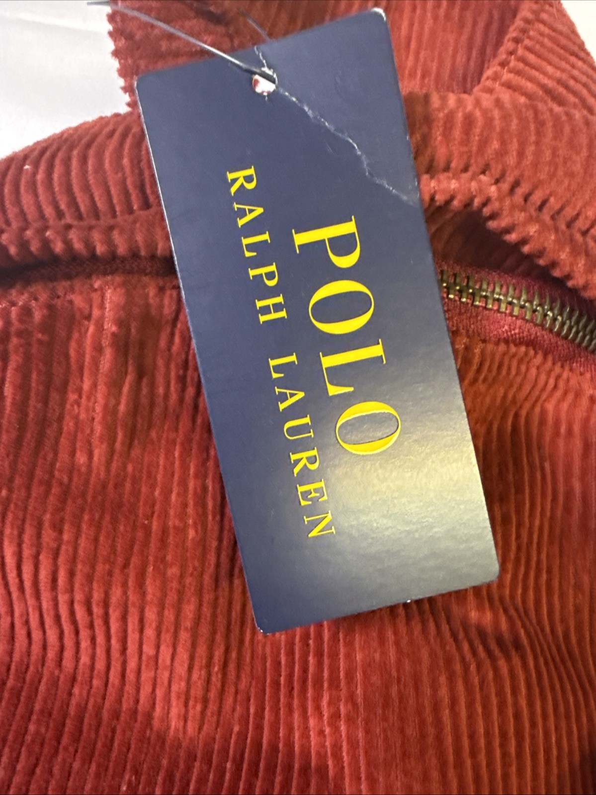 POLO RALPH LAUREN Red Corduroy Backpack, Bag. Logo, Handle & Straps-NEW