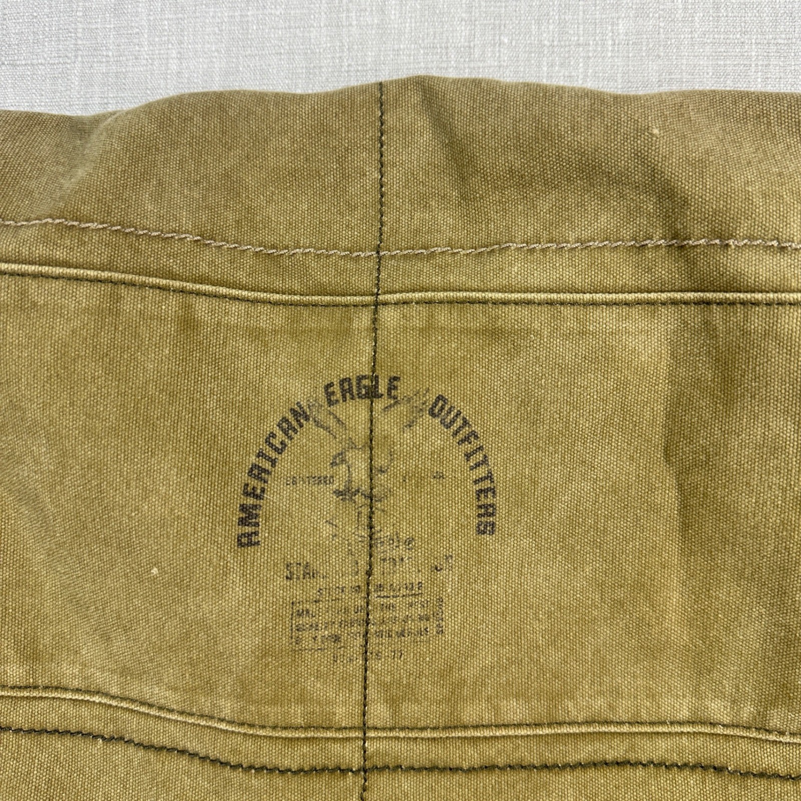 Vtg American Eagle Messenger Bag Khaki Canvas Utility Crossbody Adjustable Strap