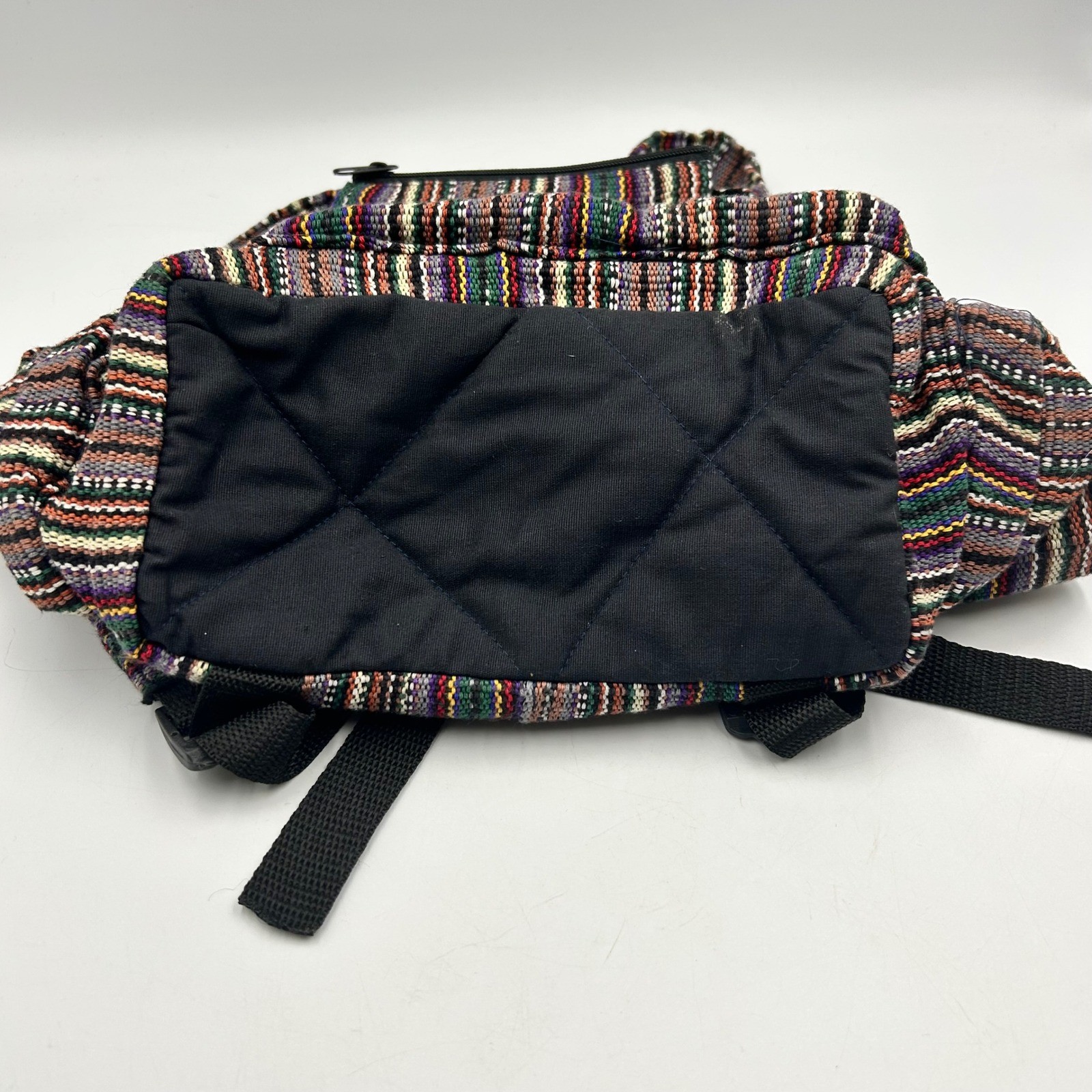 Woven Backpack Multicolor Medium Boho Striped Hippie EUC 12 x 10 x 4 inch