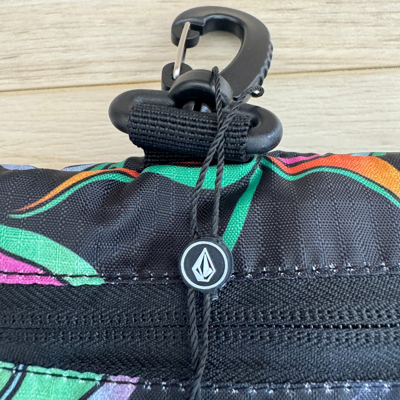 Volcom Packable Duffel Bag Black Streetwear Travel Gym Lightweight 10 X 18 X 10