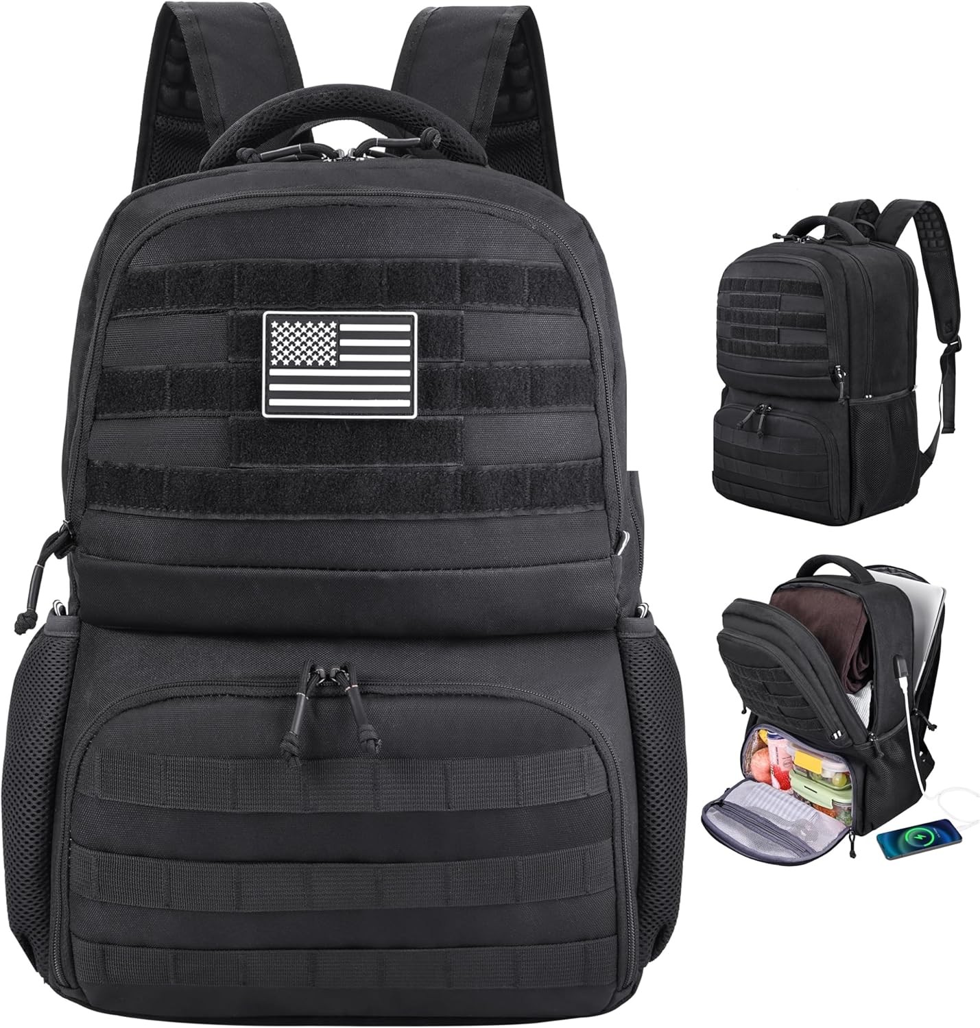 Laptop Lunch Backpack for Men, Tactical Inspired Utility Anti-Theft Water