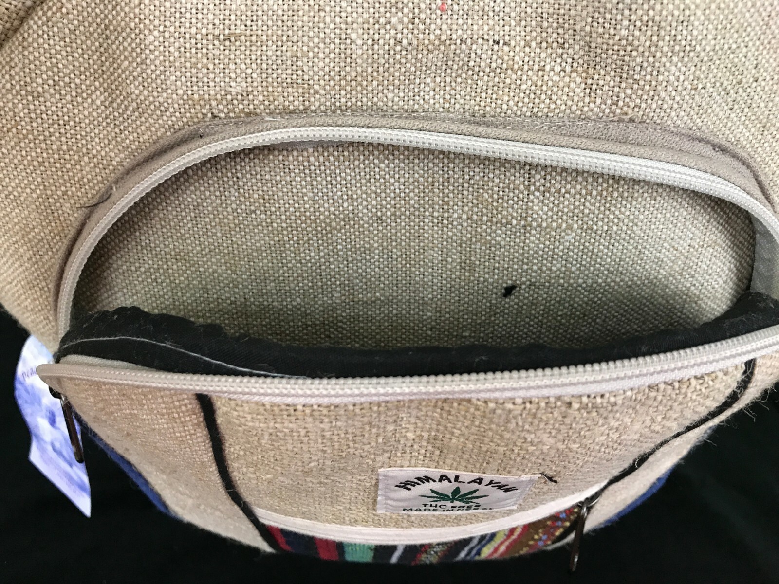 Himalayan THC free Nepal Hemp padded Hand made school backpack book bag New tags