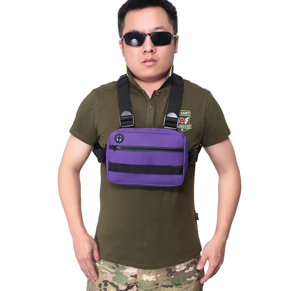Men Tactical Molle Chest Rig Bag Front Pouch Recon Kit Bag Sport Protective Vest