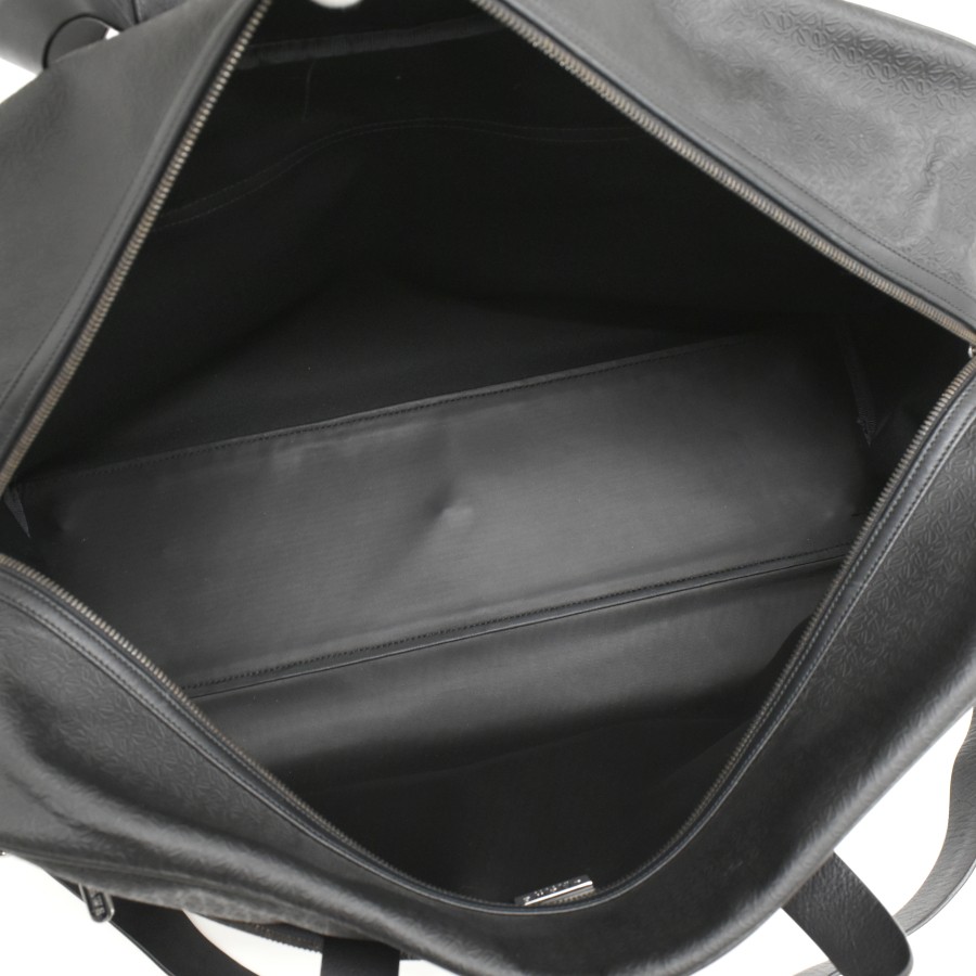 LOEWE Repeat Anagram Duffle Bag Traveling bag Black Leather Purse T10L