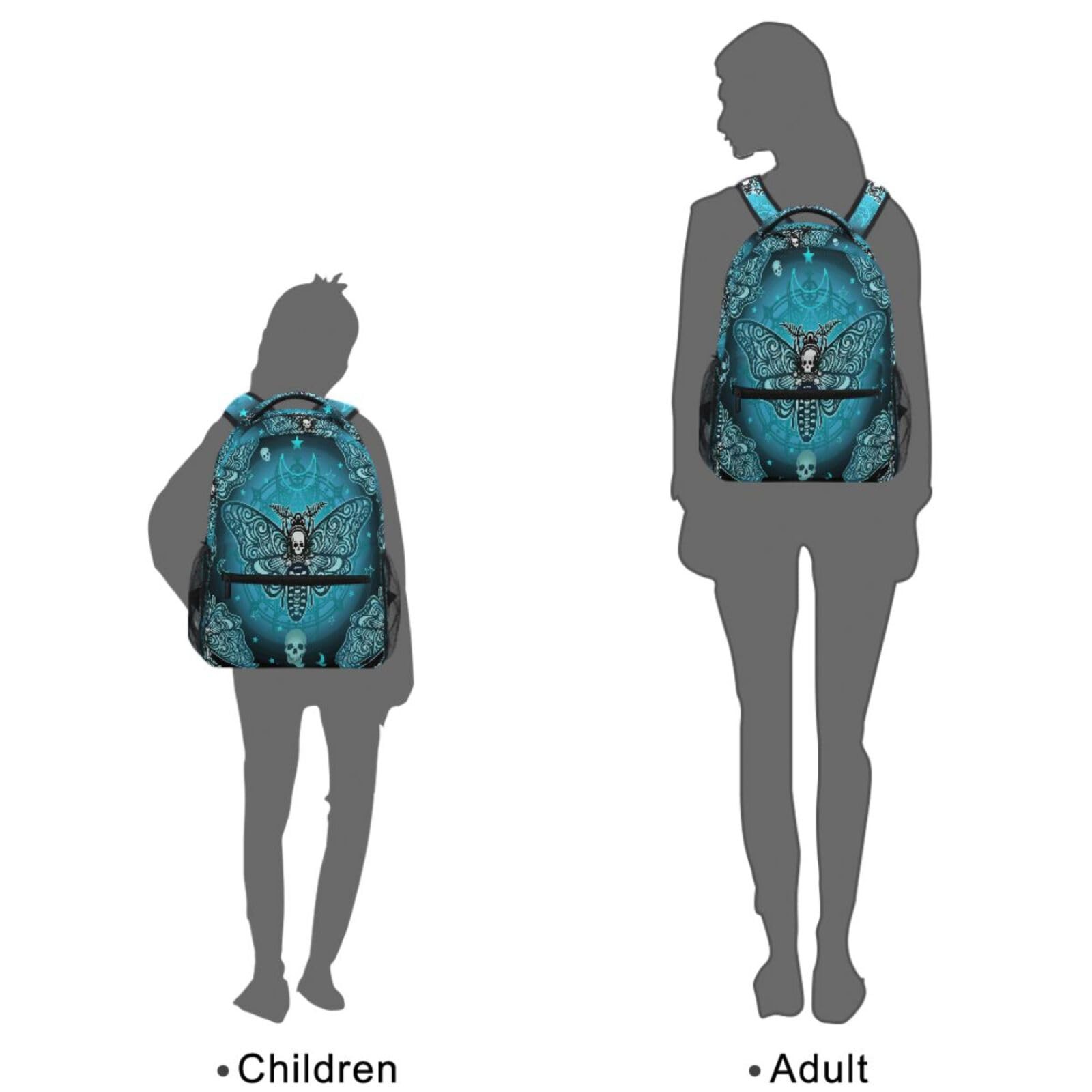 School Backpack Butterfly Skull Blue College Knapsack Laptop Rucksack Busines…